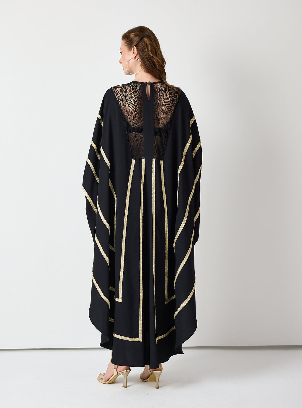 Royal Black Kaftan with Golden Accents