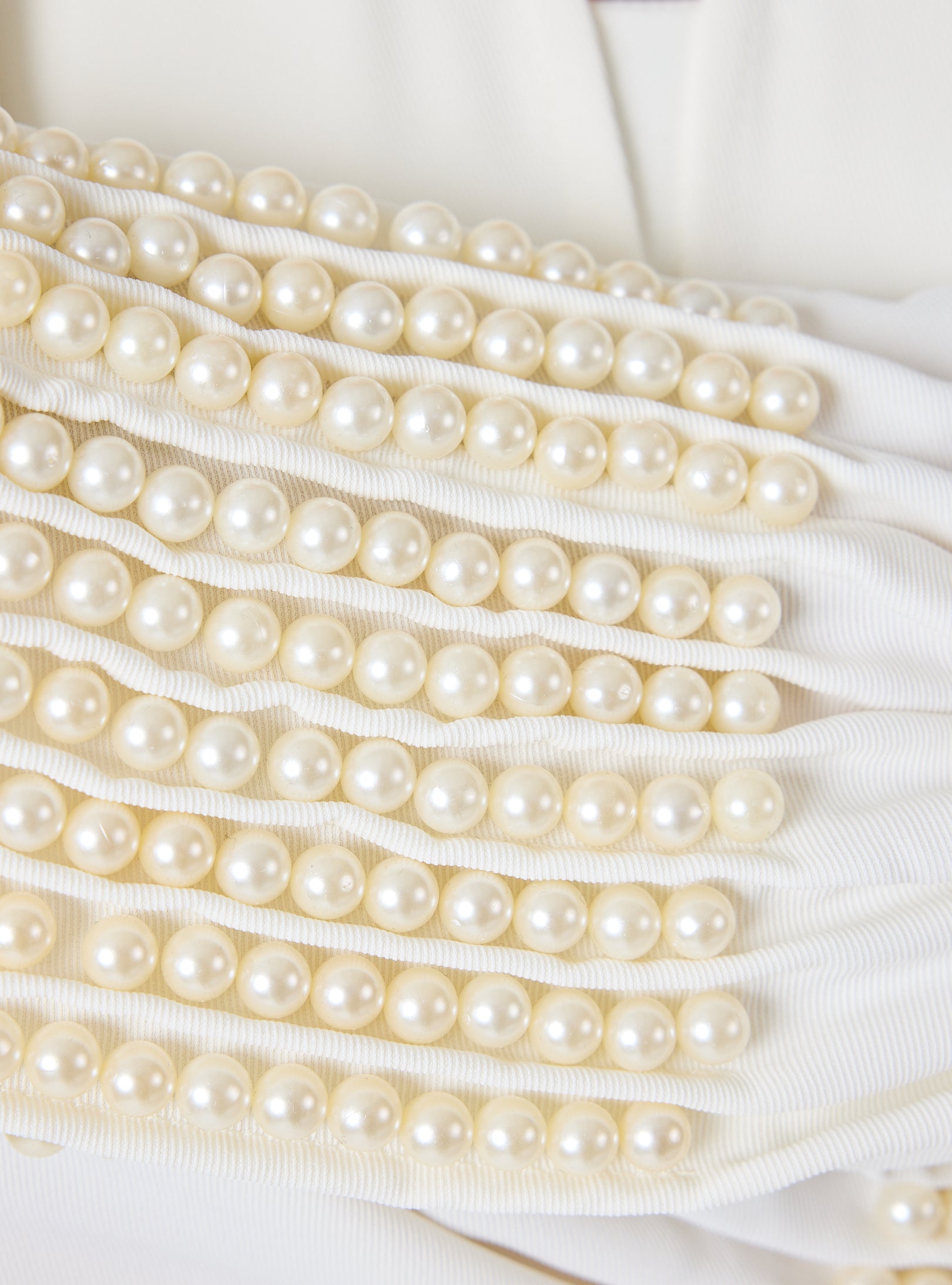 Off White Abaya with Pearl Embellishments