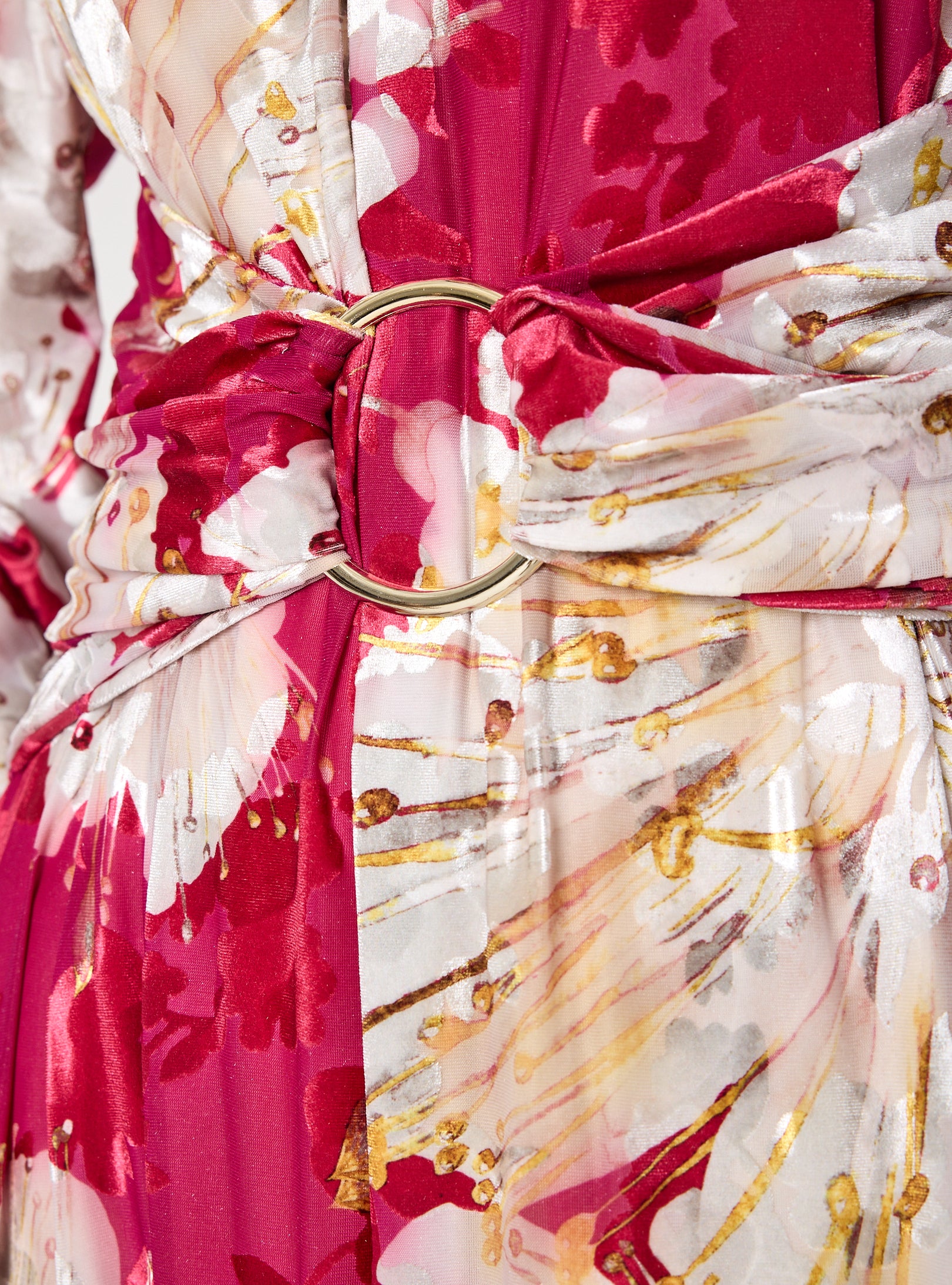 Floral Belted Devoré (burnout) Velvet Effect Maxi Dress - Store WF