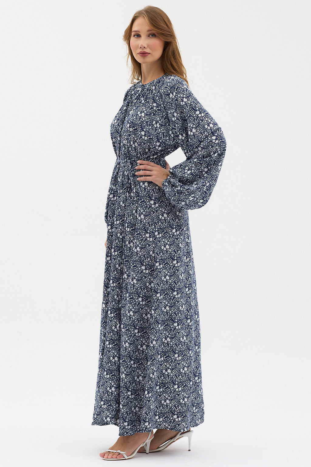 Geometric Print Belted Maxi Dress - Store WF