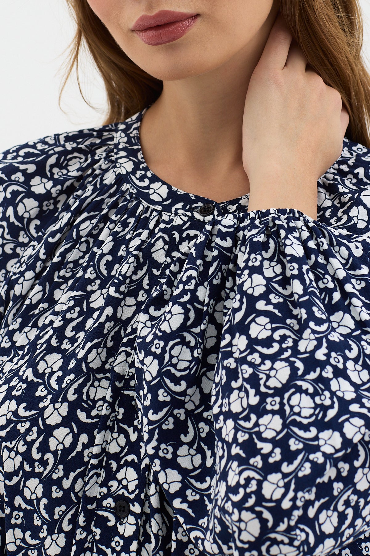 Navy Print Belted Maxi Dress - Store WF