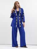 Tassel Kimono & Trouser Set Blue