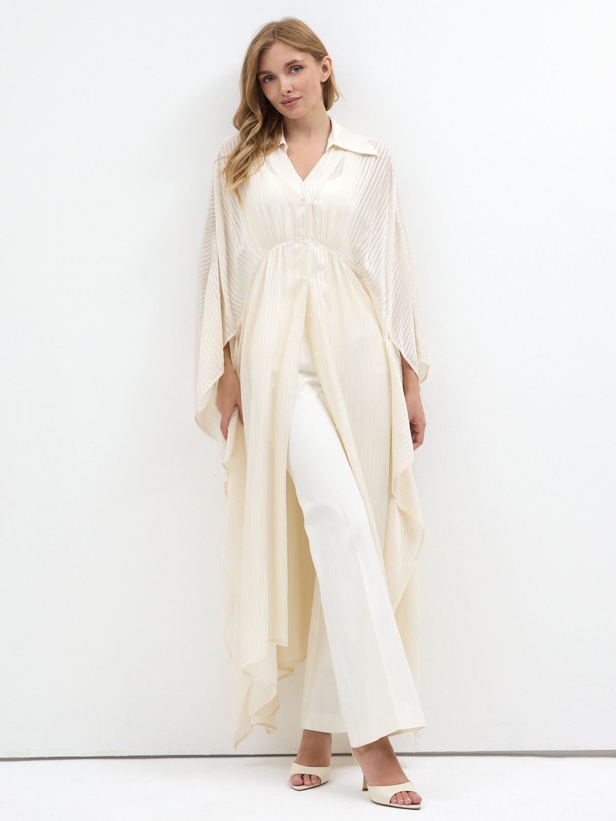 Ecru Shirt Kaftan Dress