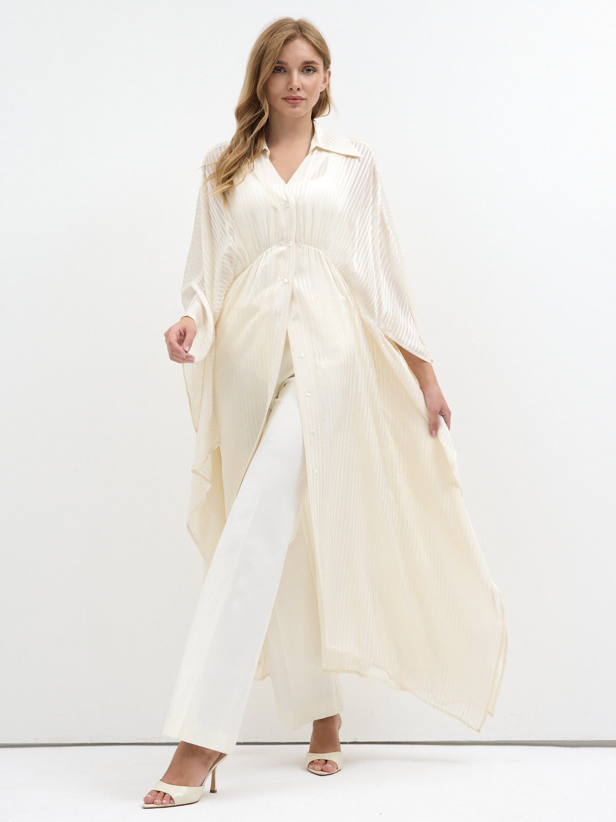 Ecru Shirt Kaftan Dress