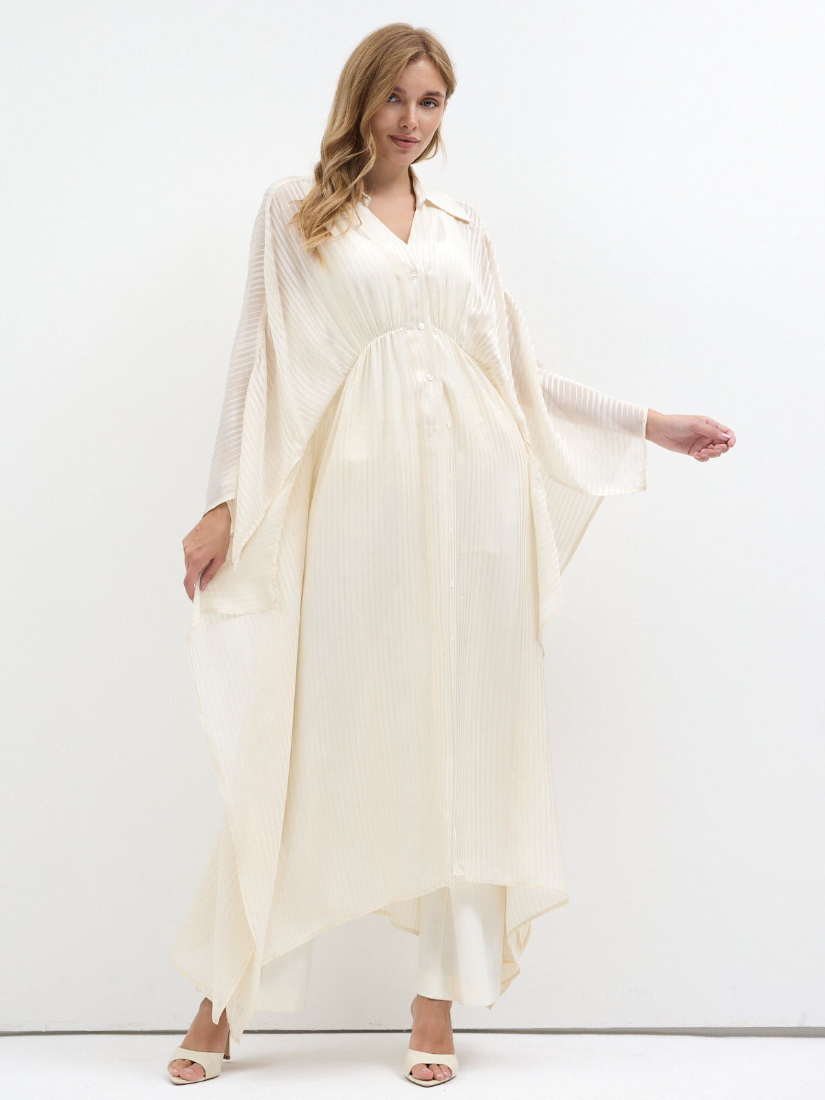 Ecru Shirt Kaftan Dress