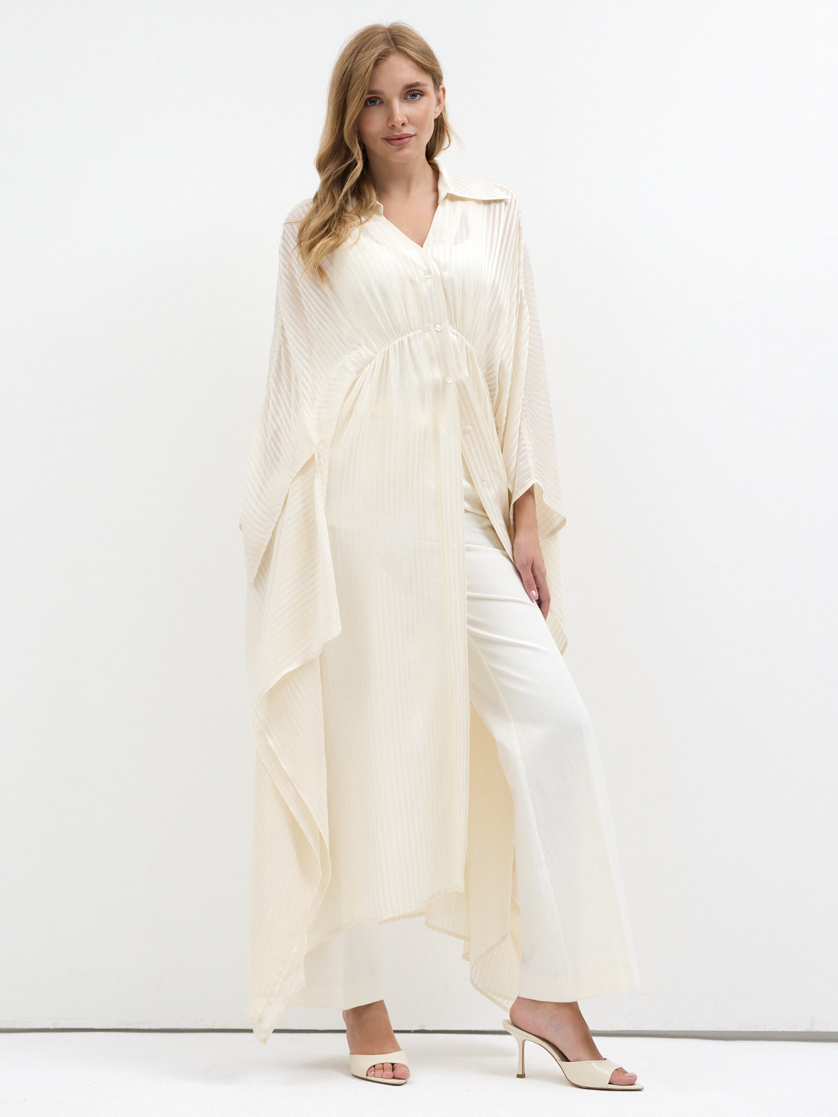 Ecru Shirt Kaftan Dress