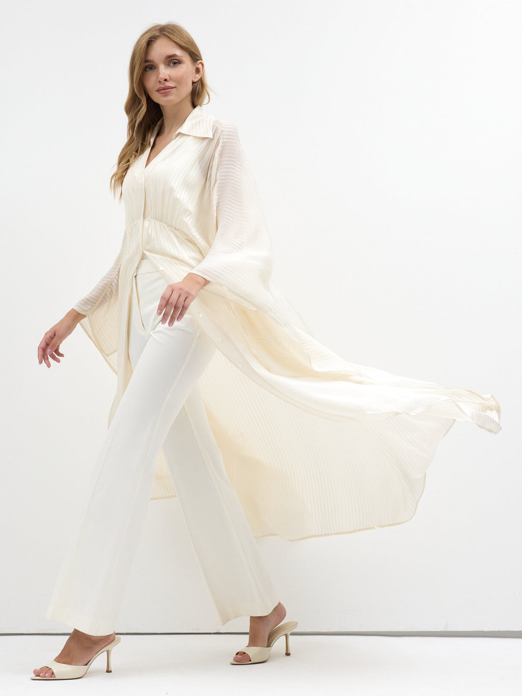 Ecru Shirt Kaftan Dress