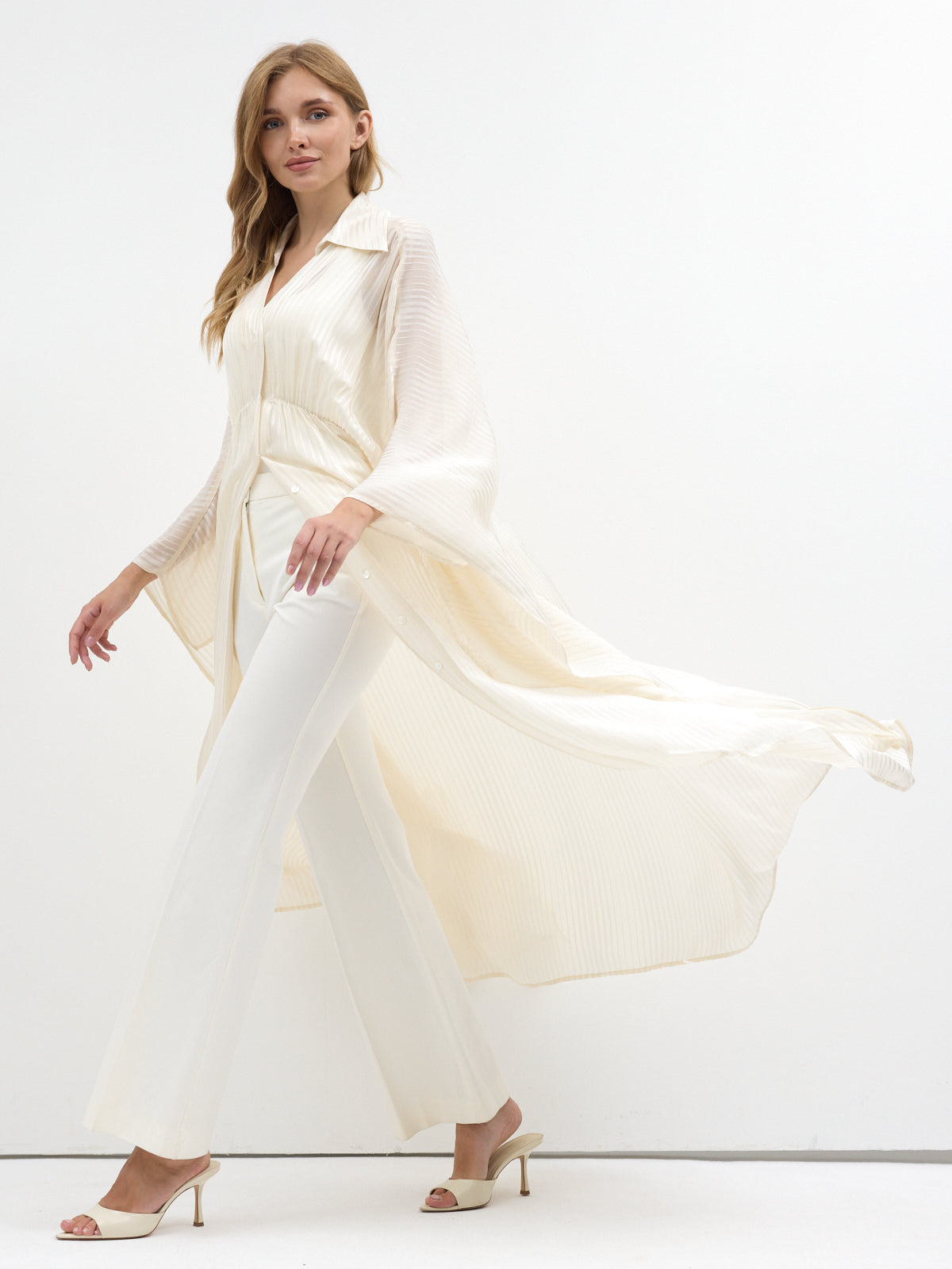 Ecru Shirt Kaftan Dress