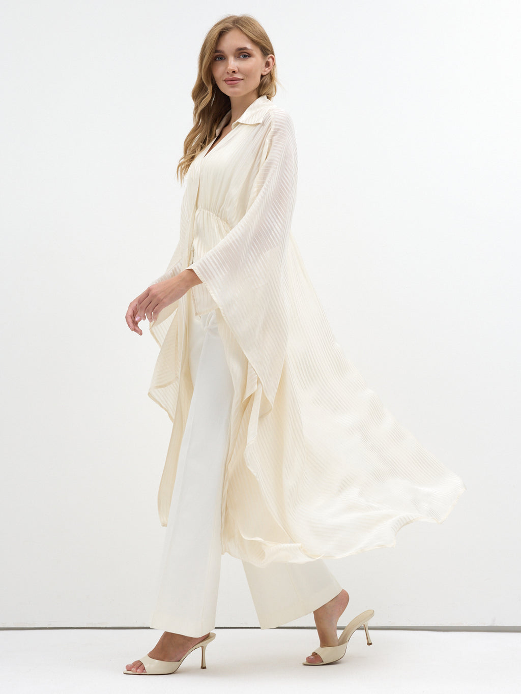 Ecru Shirt Kaftan Dress