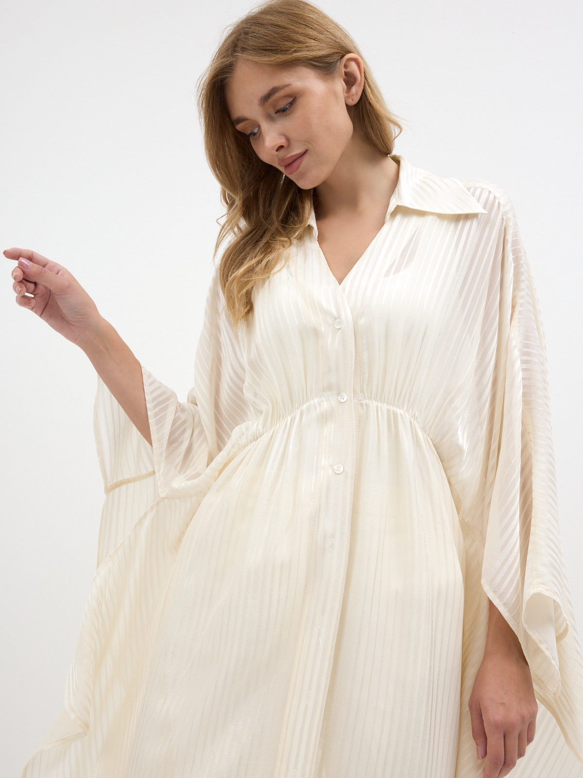 Ecru Shirt Kaftan Dress