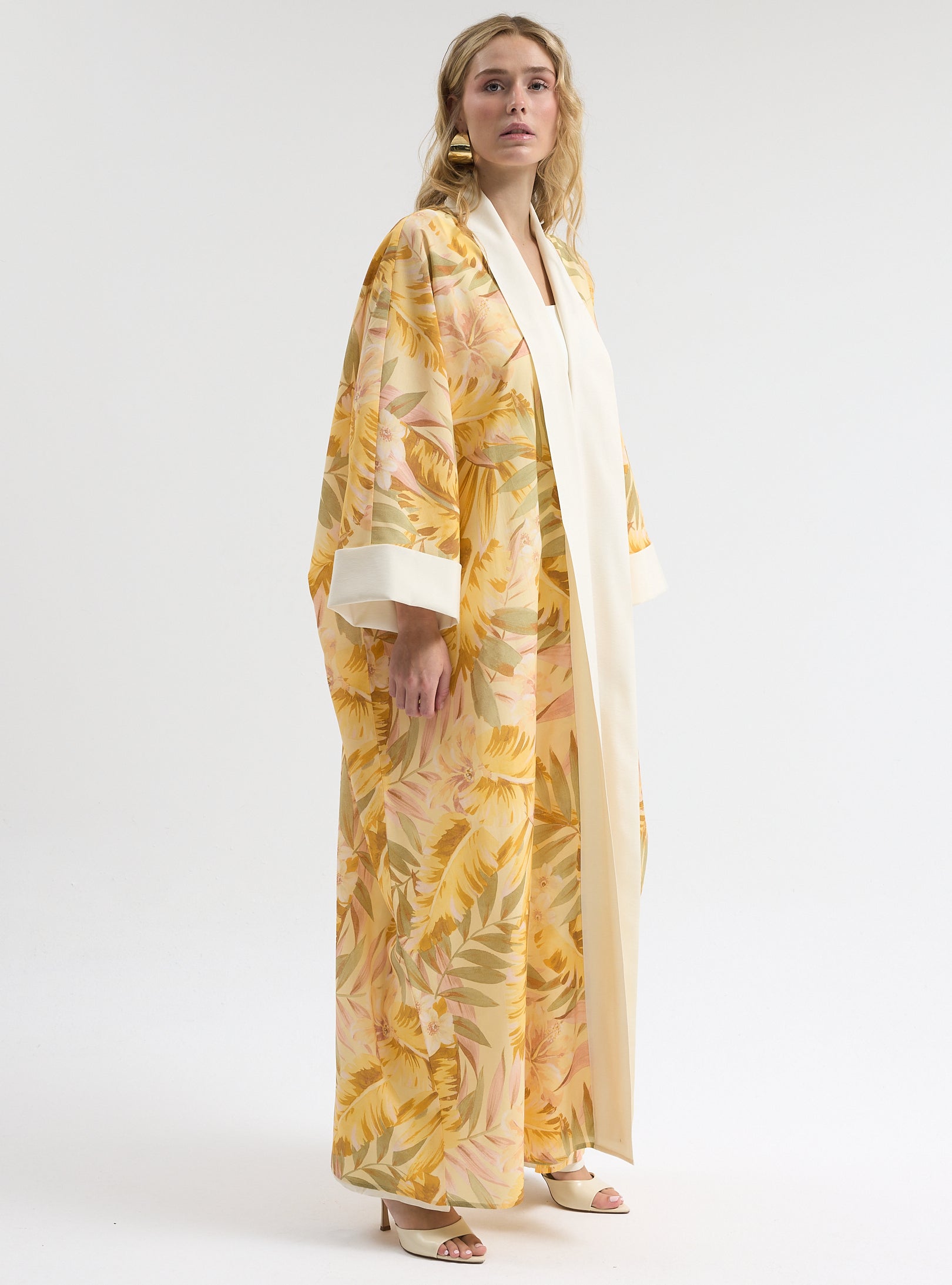 Yellow Print Abaya - Store WF