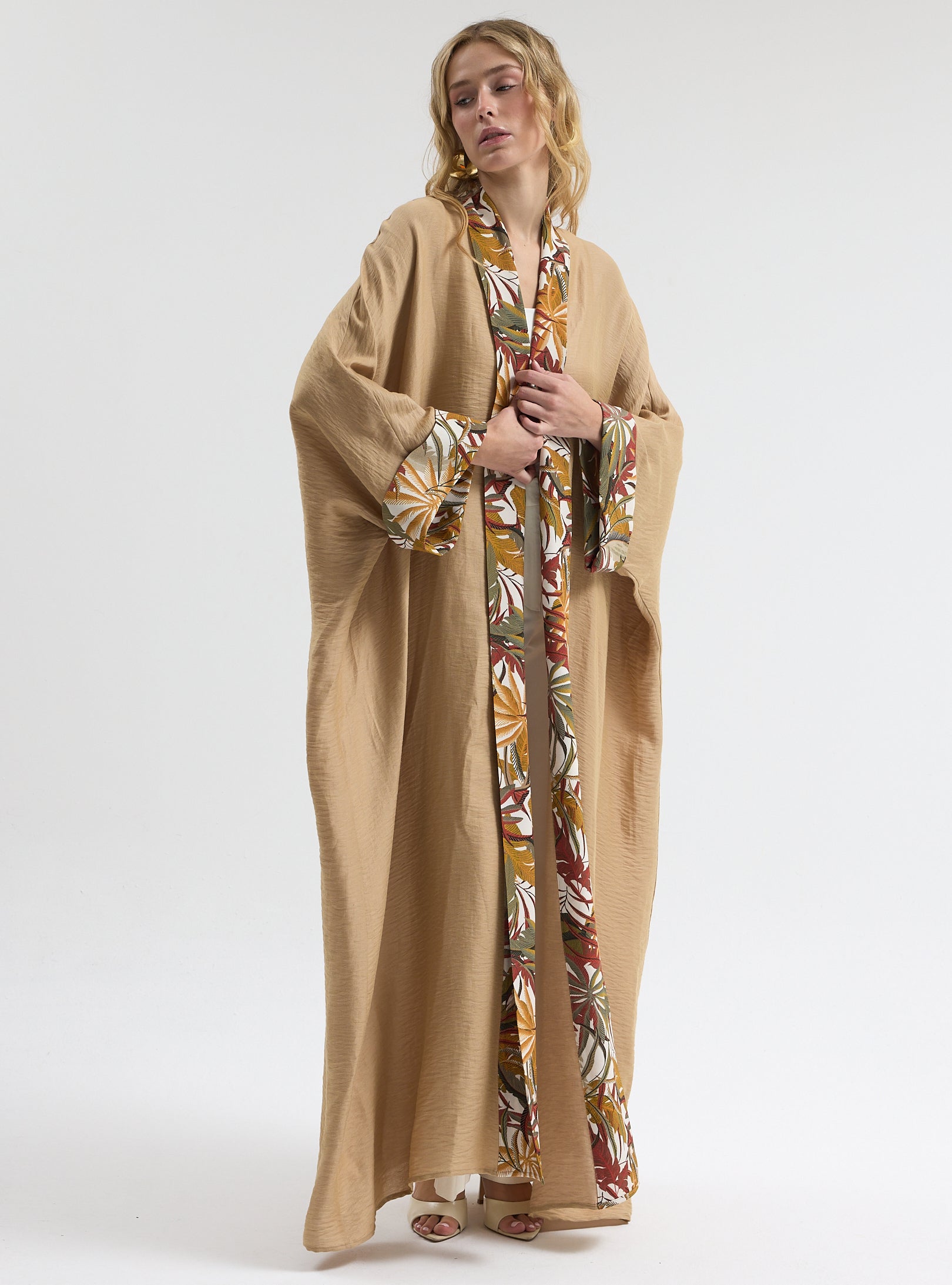 Linen Beige Abaya - Store WF