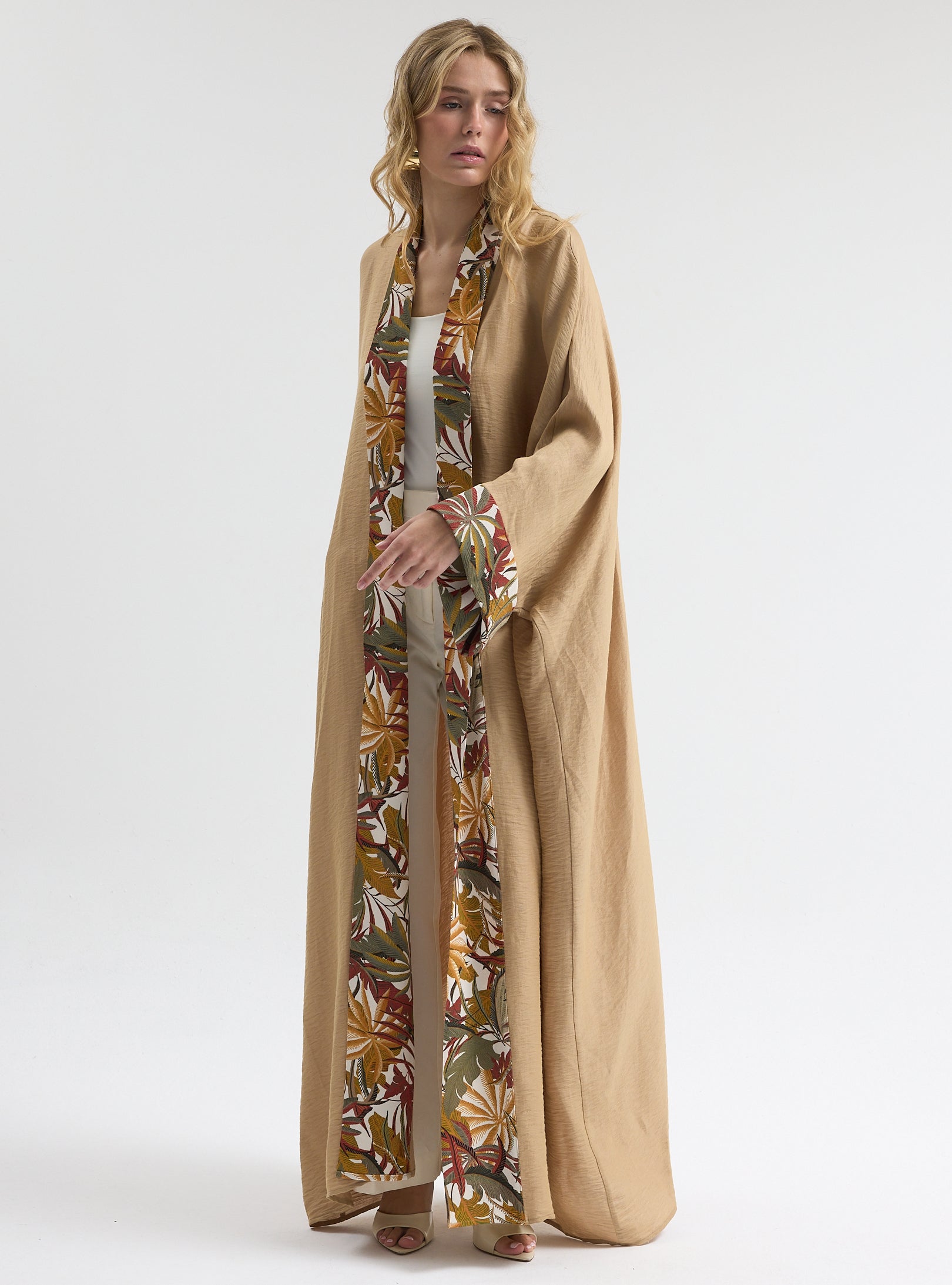 Linen Beige Abaya - Store WF