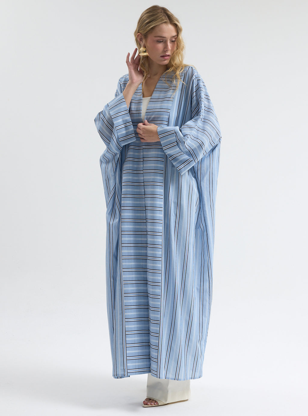 Blue Stripe Cotton Abaya - Store WF