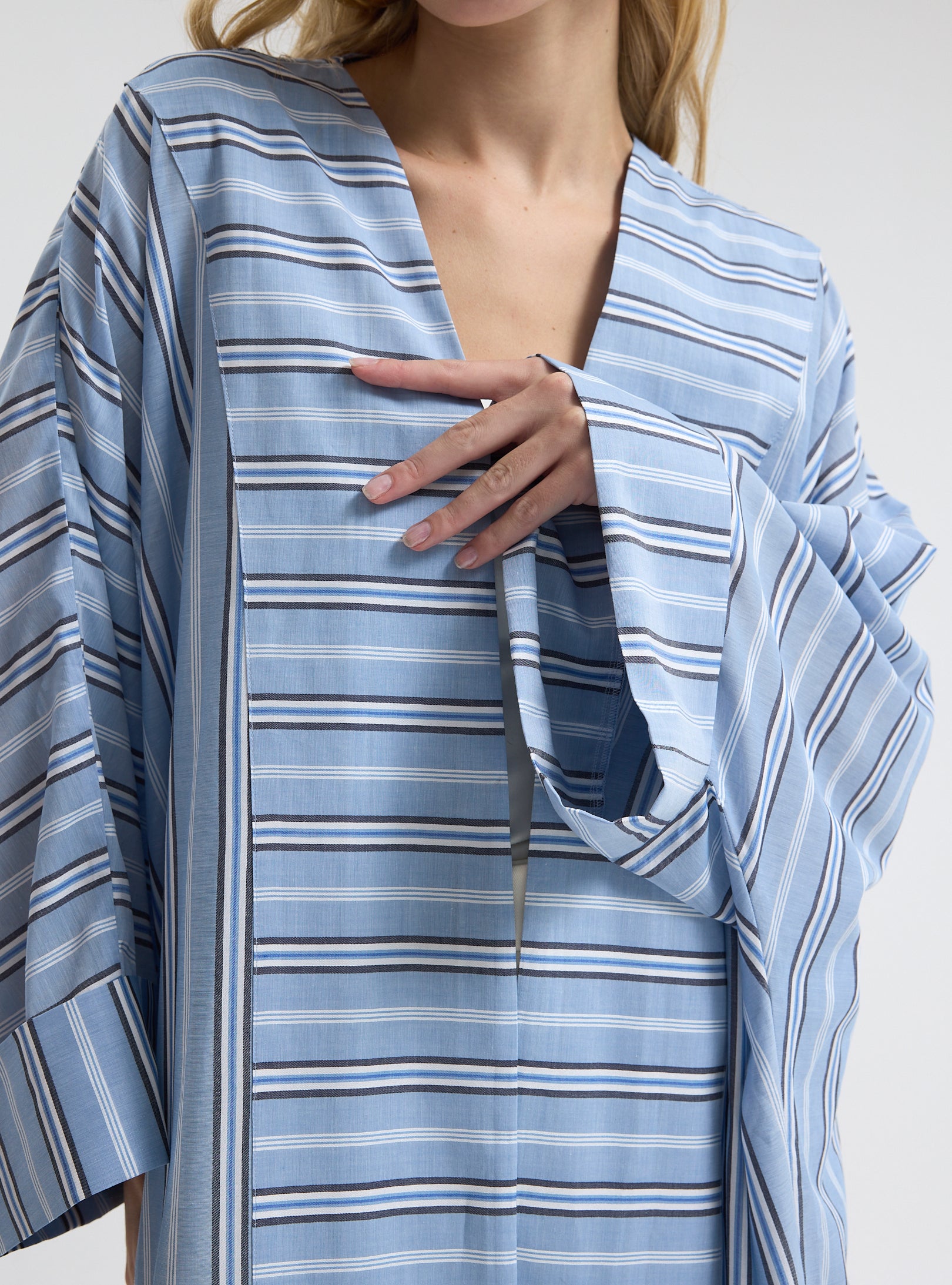 Blue Stripe Cotton Abaya - Store WF