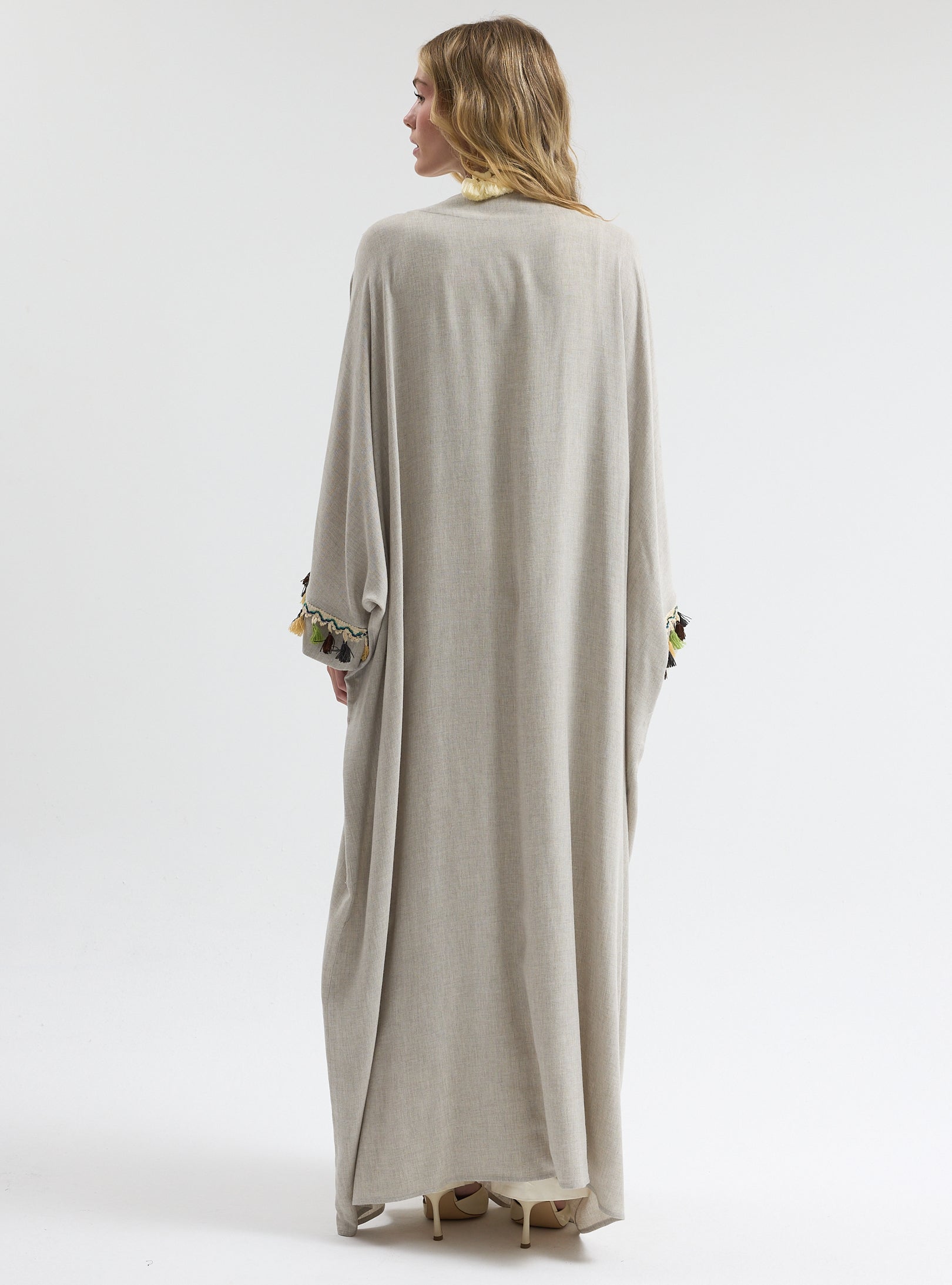 ⁠Boho Tassel Flow Kaftan Abaya