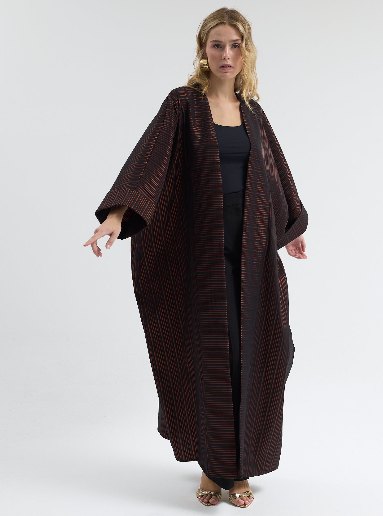 Black Bronze Striped Abaya - Store WF