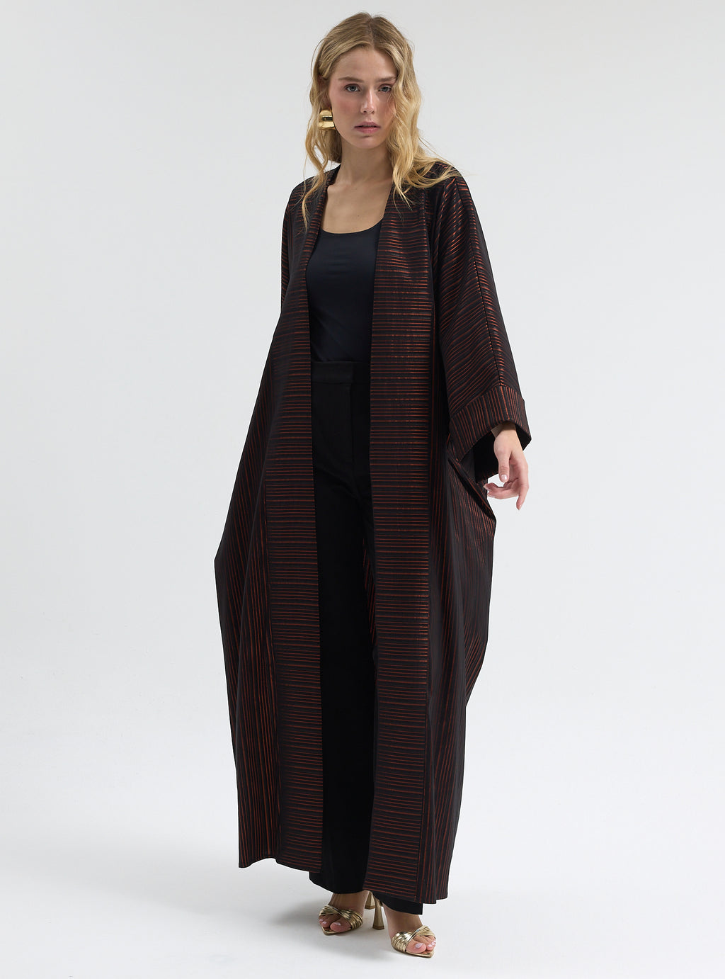 Black Bronze Striped Abaya - Store WF