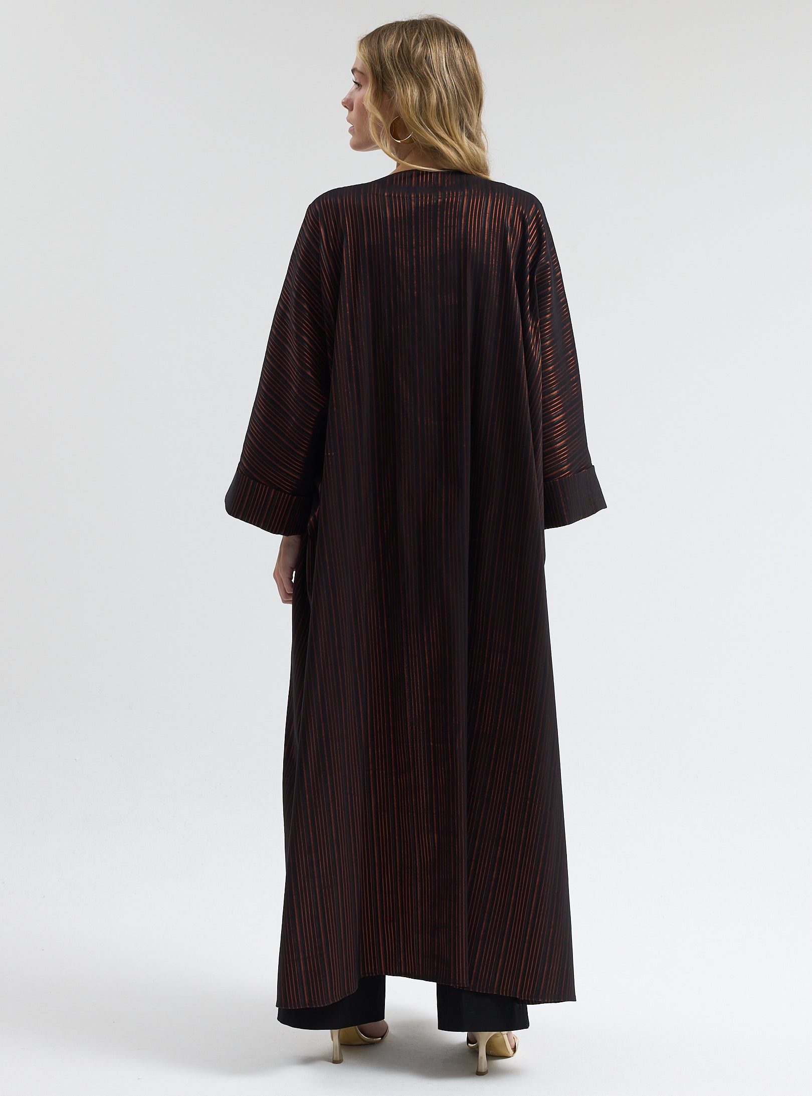 Black Bronze Striped Abaya - Store WF