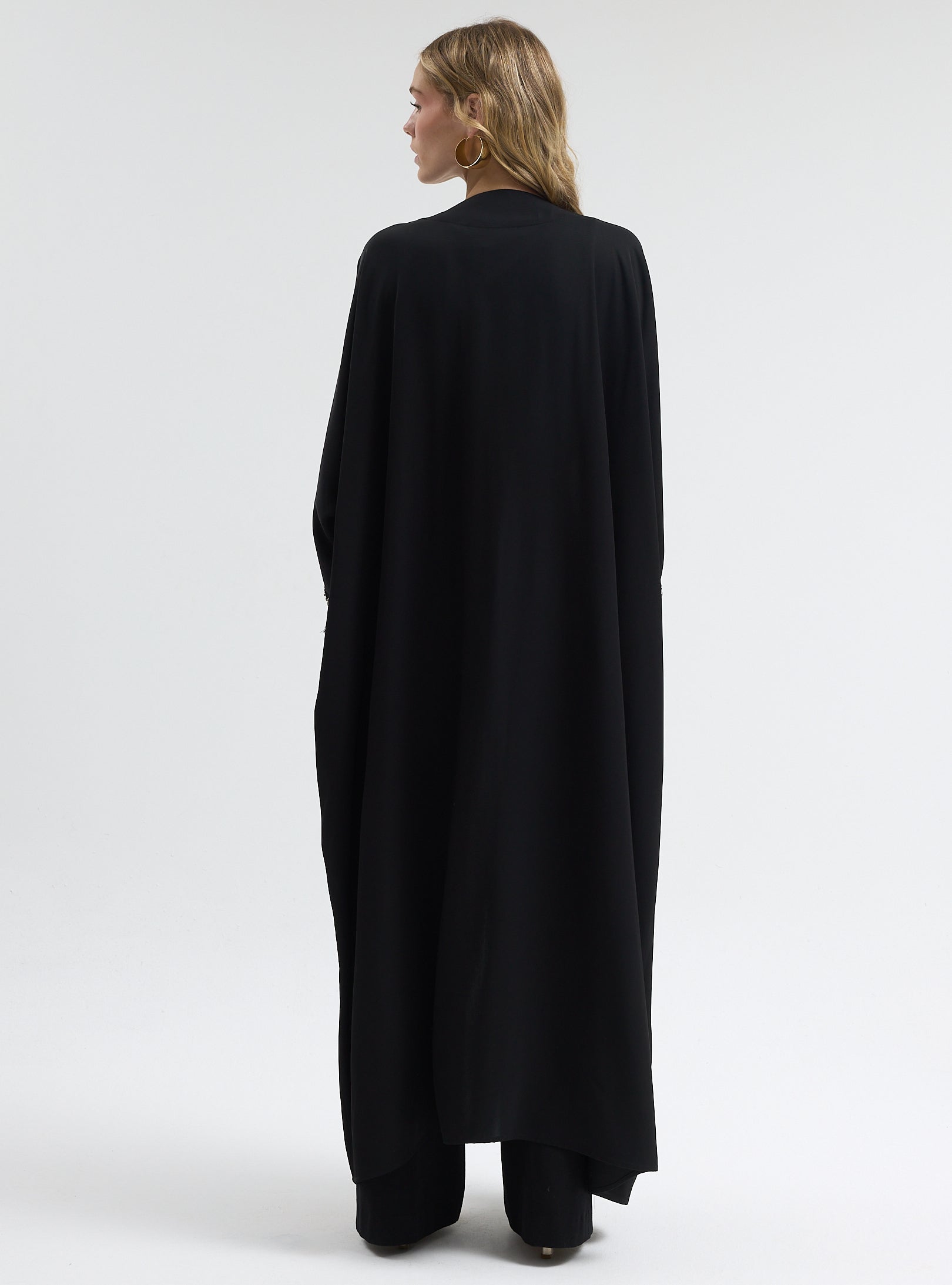 ⁠Midnight Crystal Embellished Trim Lace Detailed Abaya - Store WF