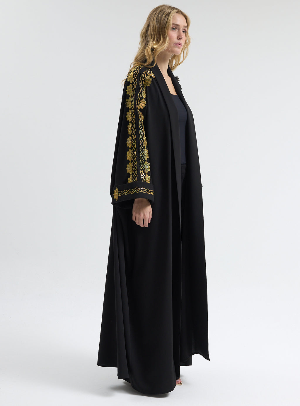 Black Gold Detailed Abaya - Store WF