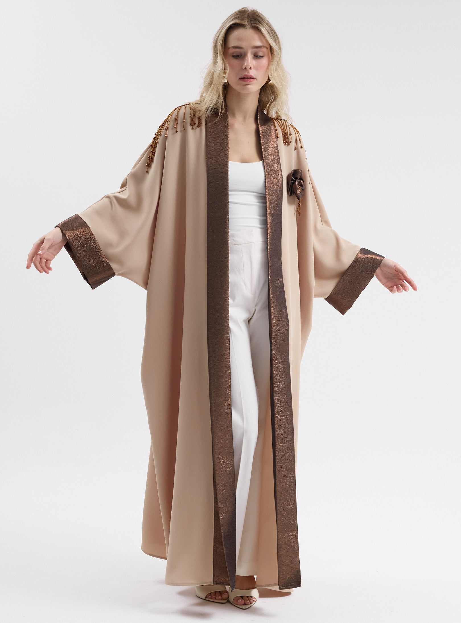 Bronze Shawl Collar Abaya - Store WF