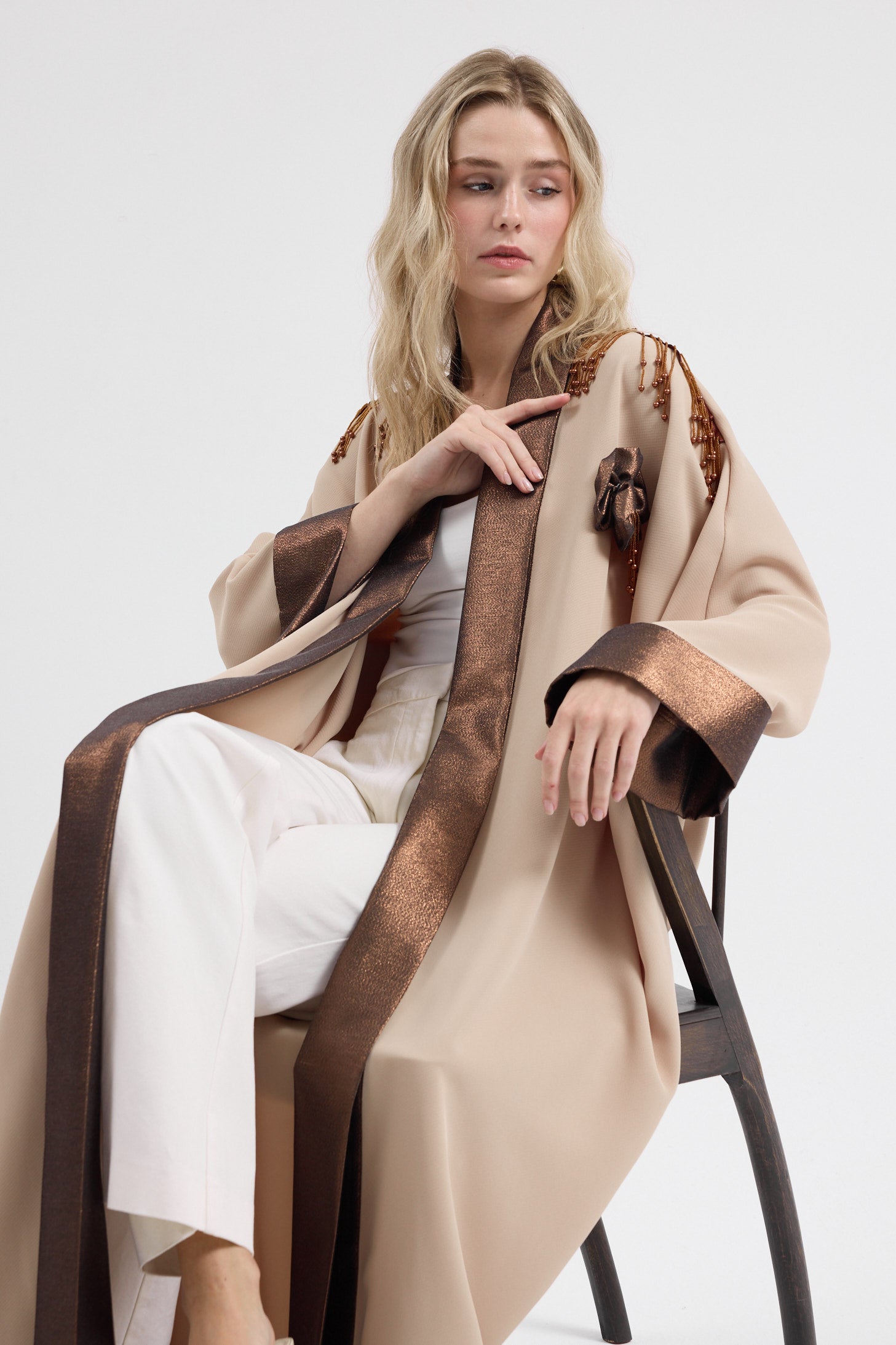 Bronze Shawl Collar Abaya - Store WF