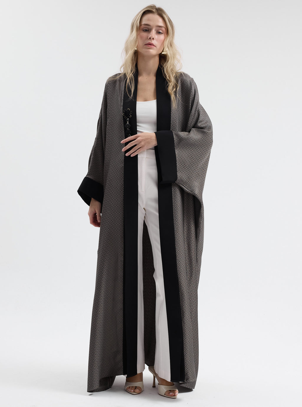Modern Green ZigZag Print Abaya - Store WF