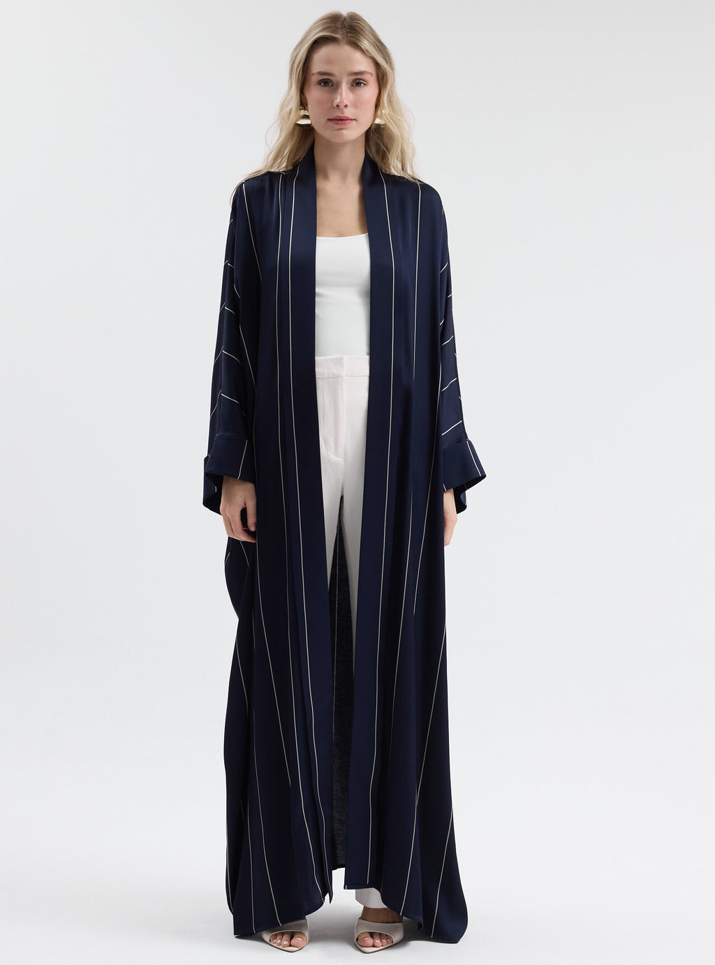 Navy White Striped Abaya - Store WF