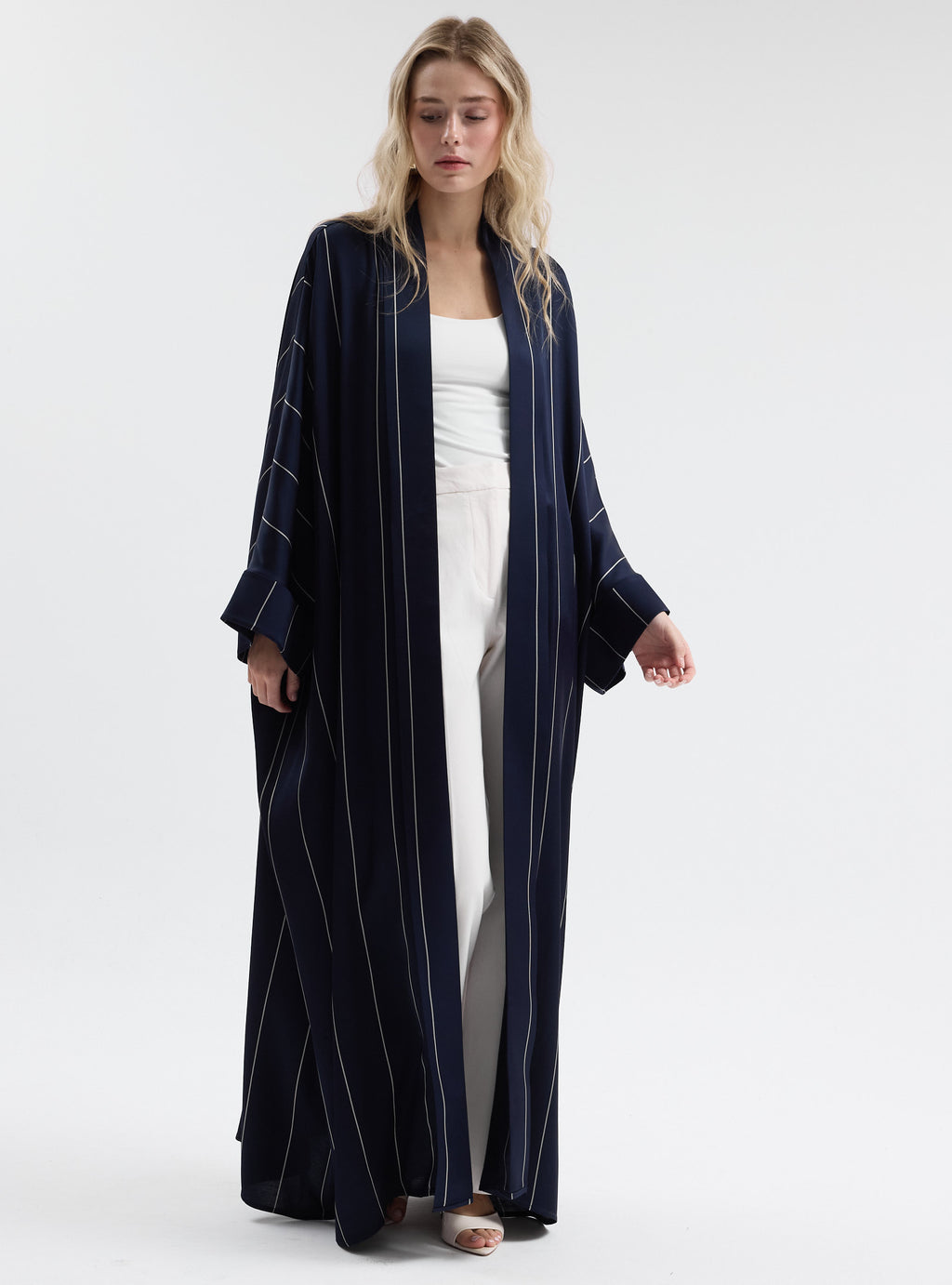 Navy White Striped Abaya - Store WF