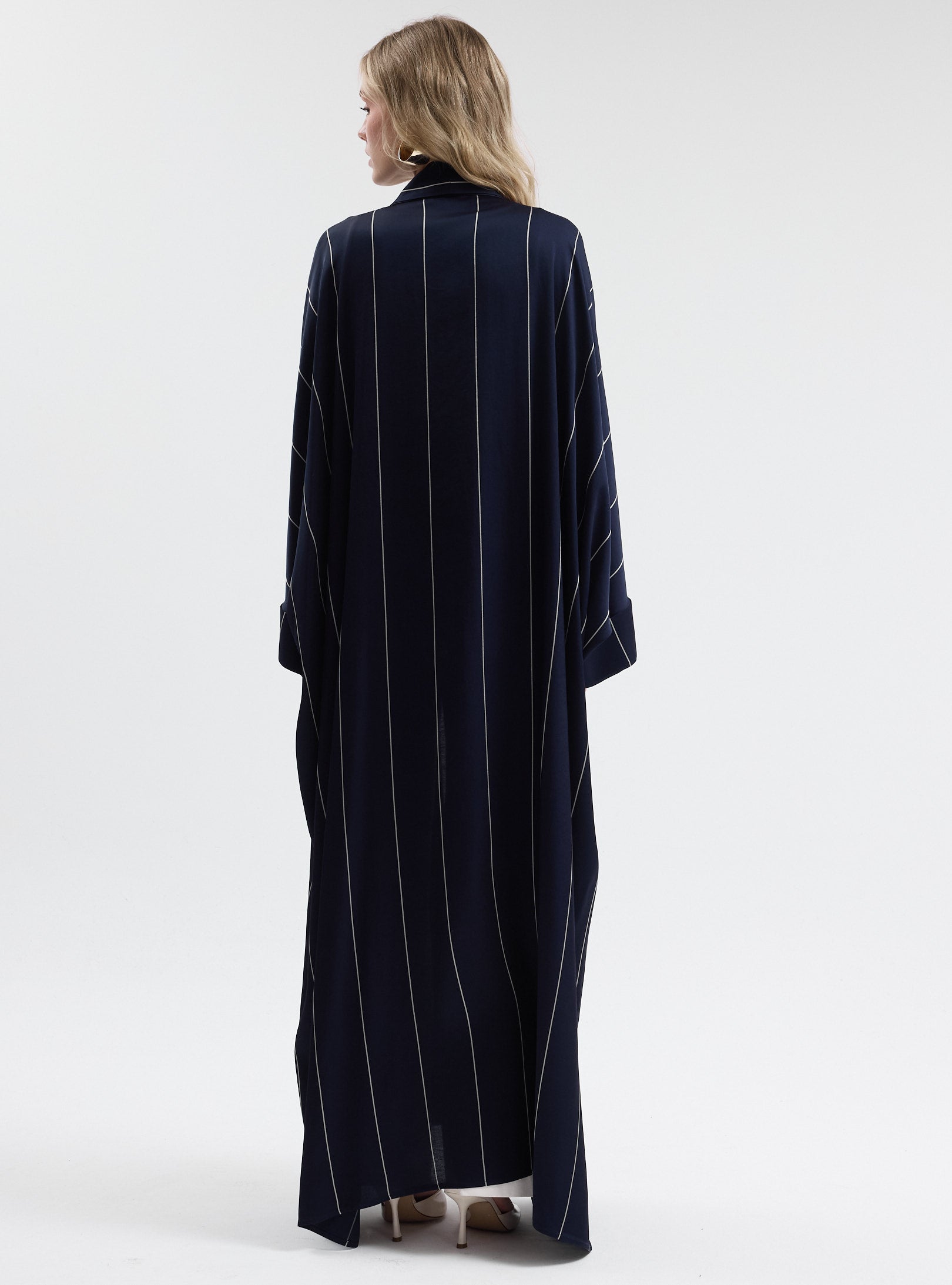 Navy White Striped Abaya - Store WF