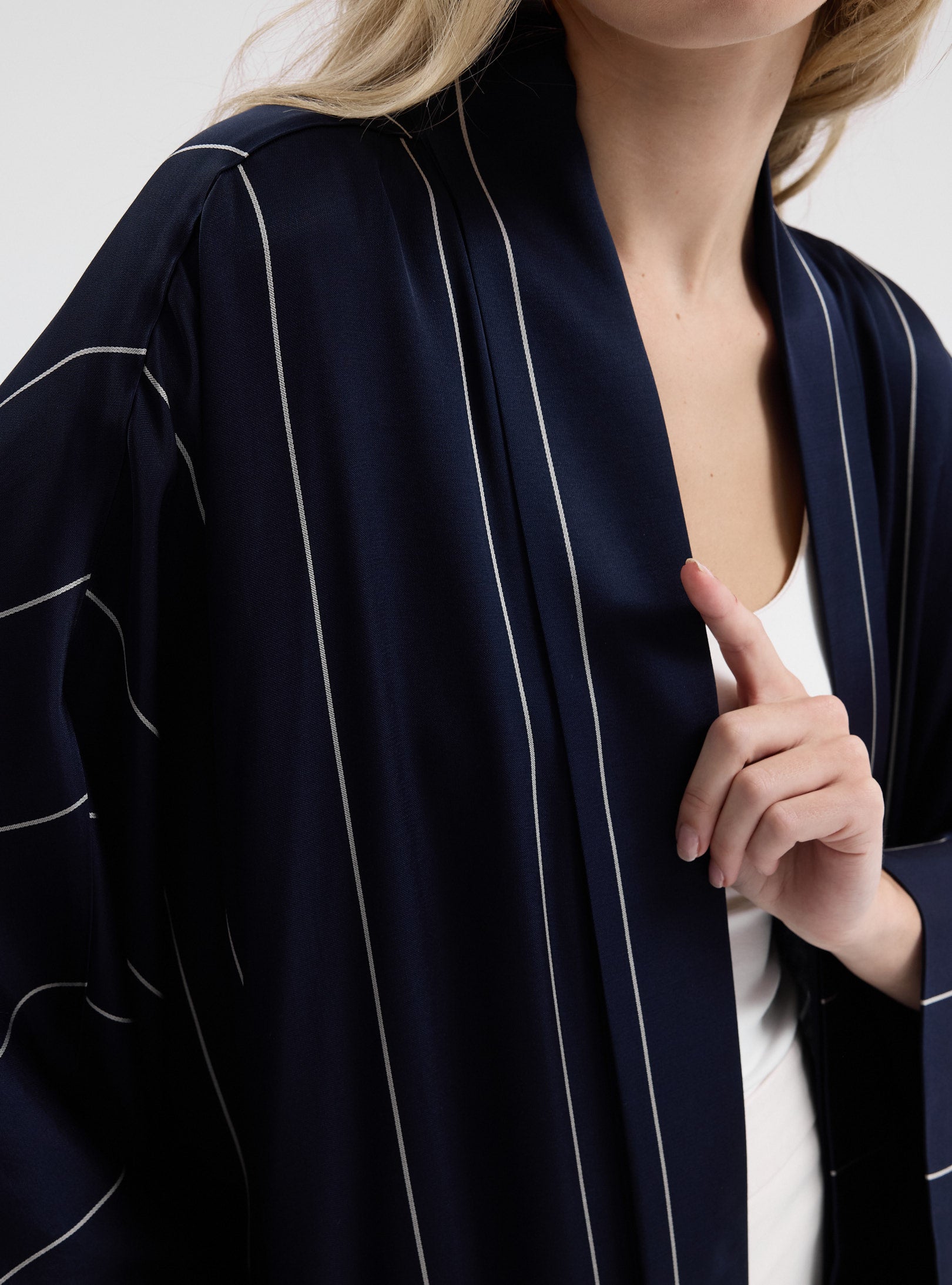 Navy White Striped Abaya - Store WF