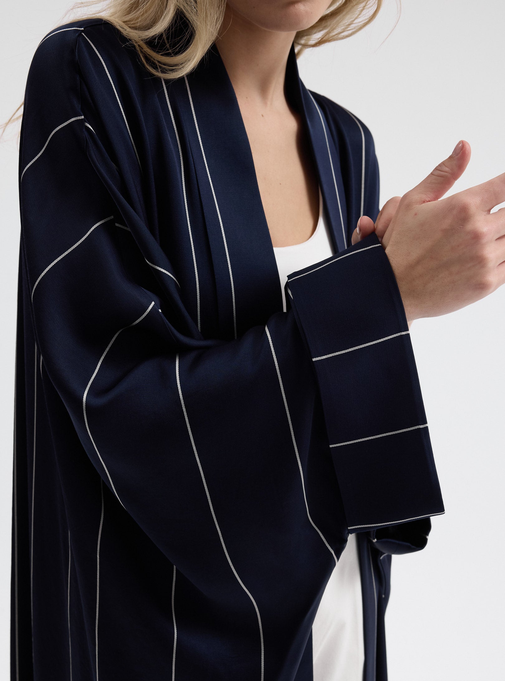 Navy White Striped Abaya - Store WF