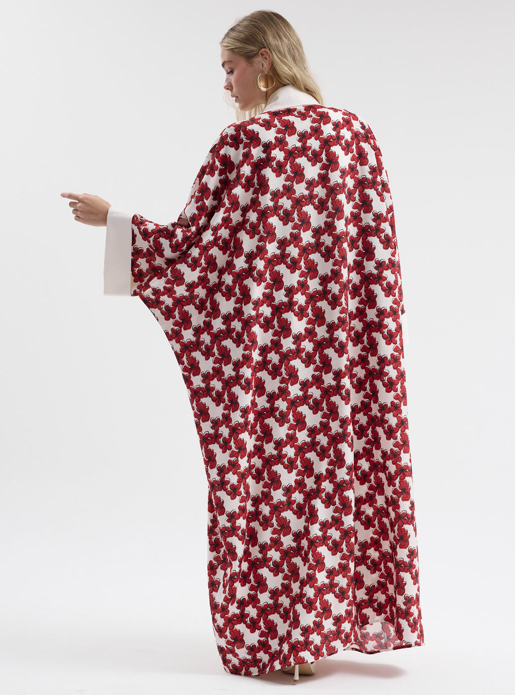 Red Floral Print Abaya - Store WF