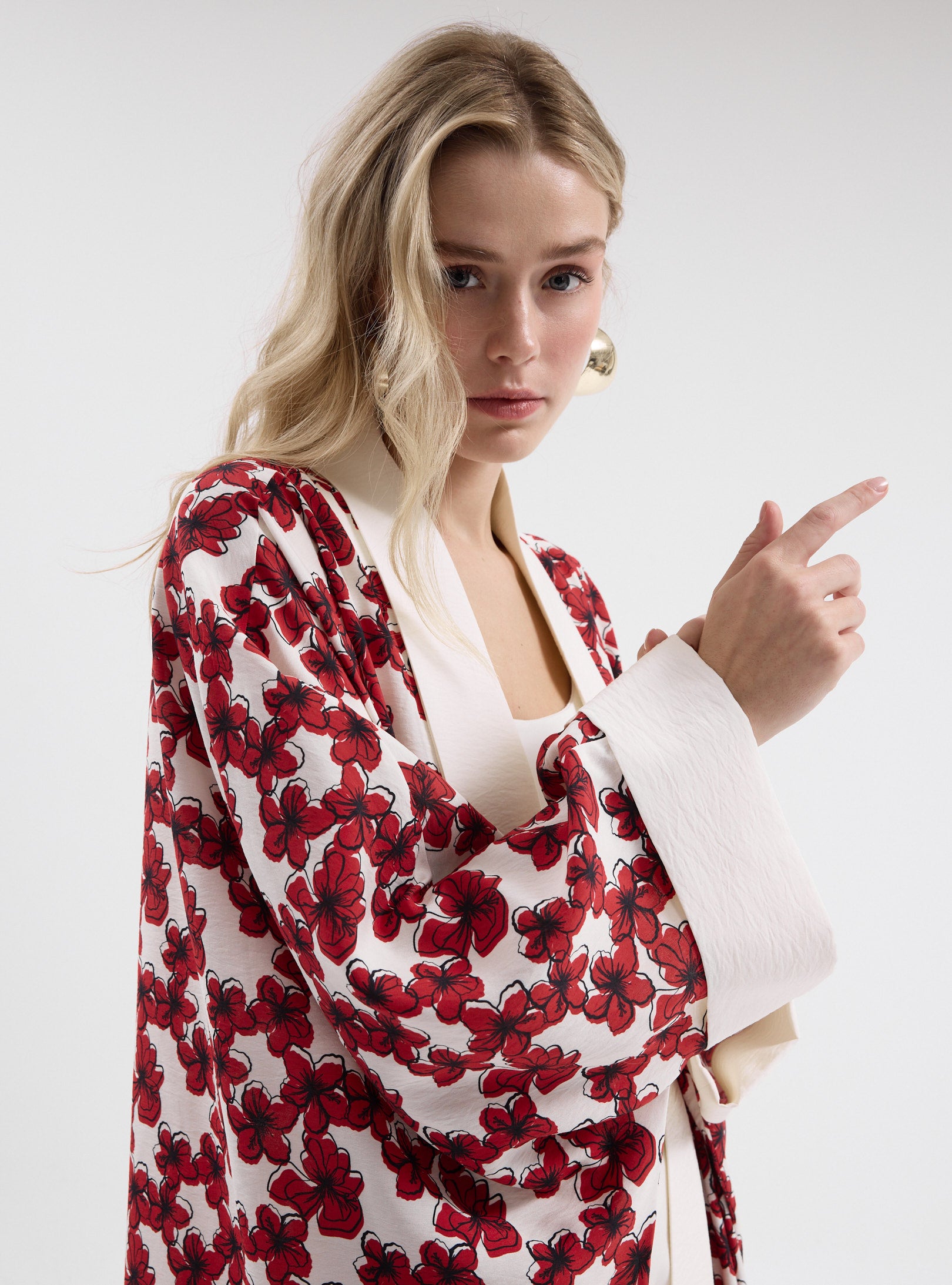 Red Floral Print Abaya - Store WF