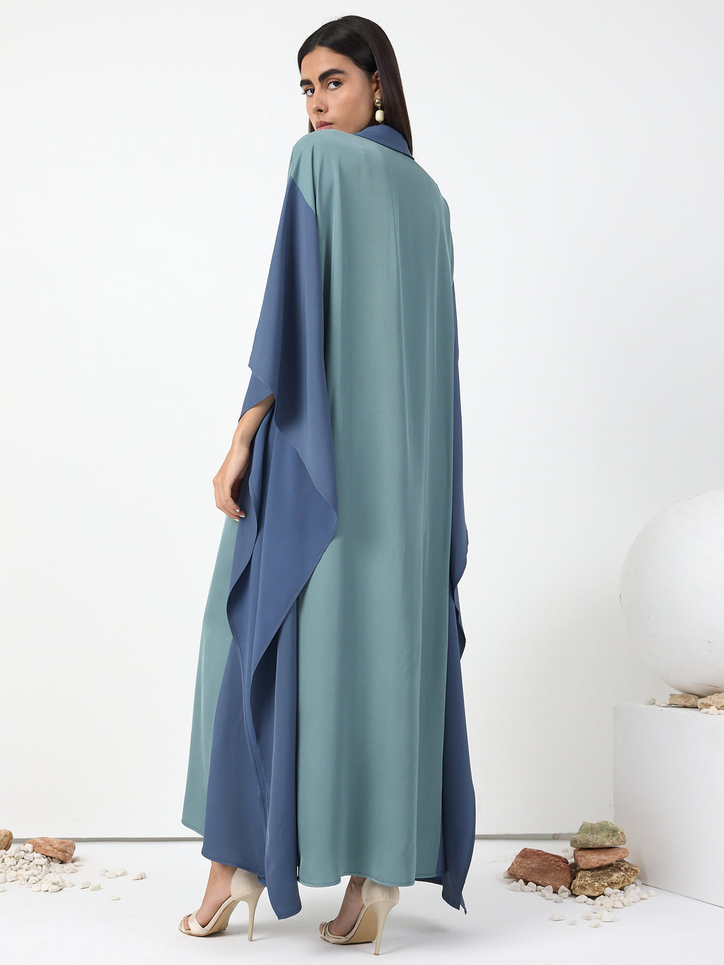 Multi colour Shirt Collar Kaftan Dress