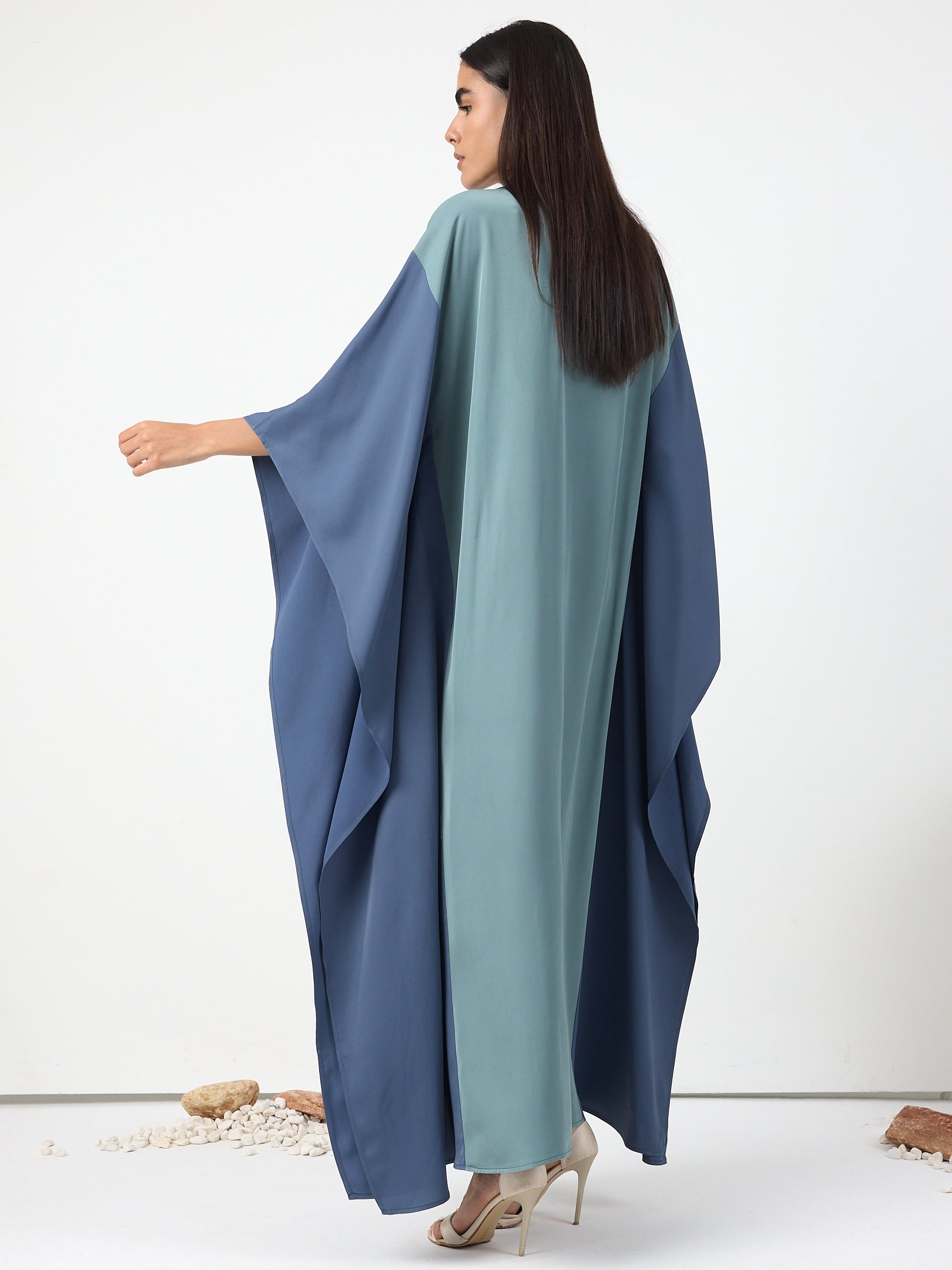 Multi colour Shirt Collar Kaftan Dress