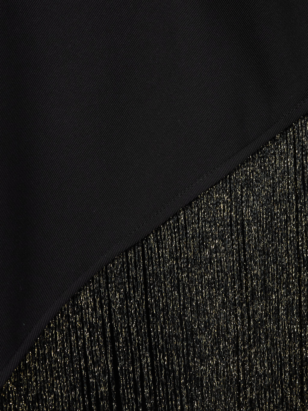 Black Gold Fringed Kaftan Dress With Tie Neck Detailed