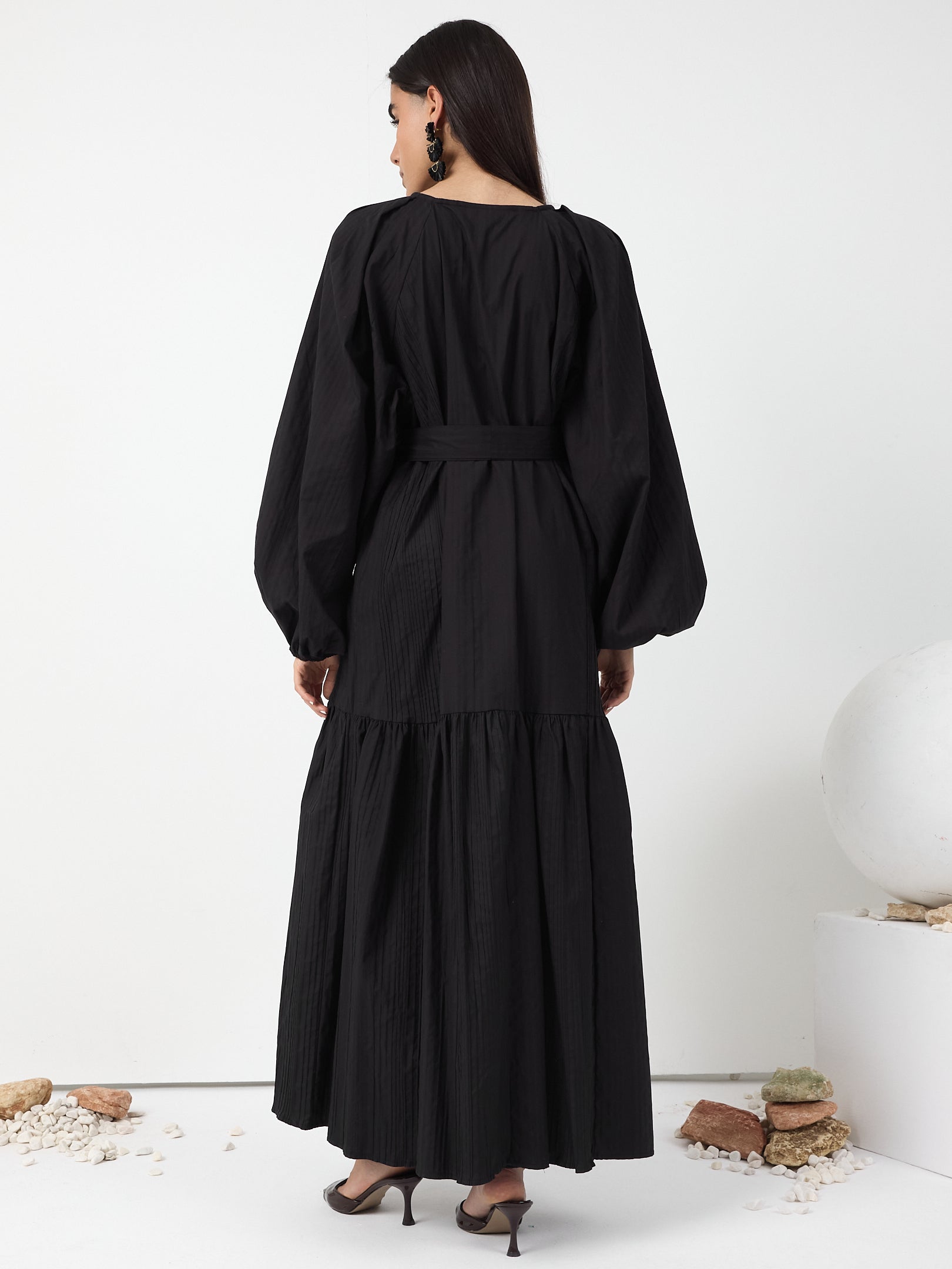 Black Belted Cotton Dress