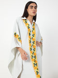 Yellow Lace Stripe Kaftan Dress - Store WF