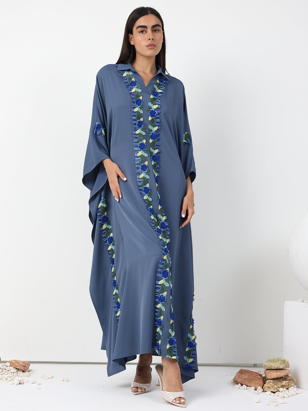 Luna Lace Trim Kaftan Dress
