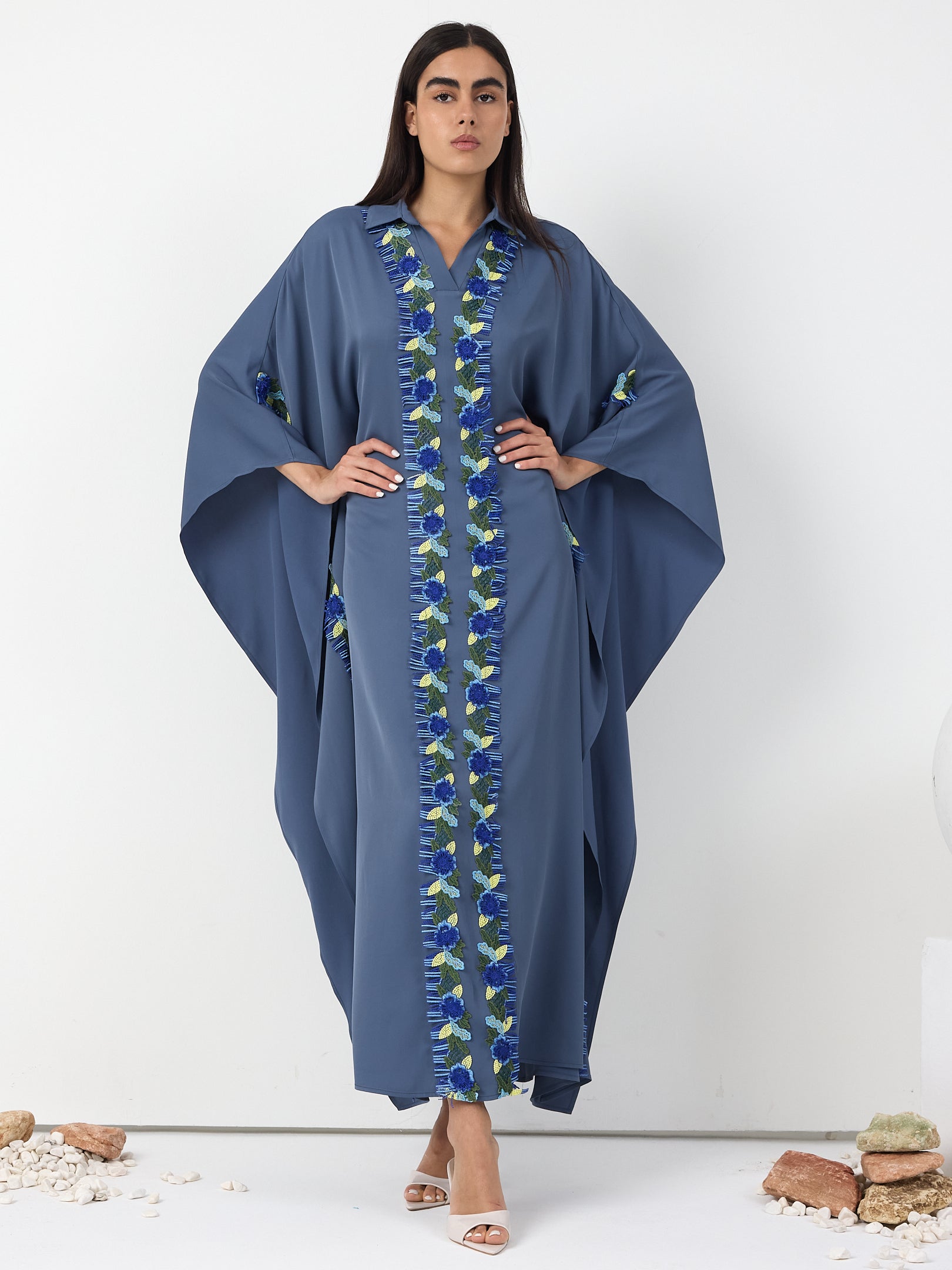 Luna Lace Trim Kaftan Dress