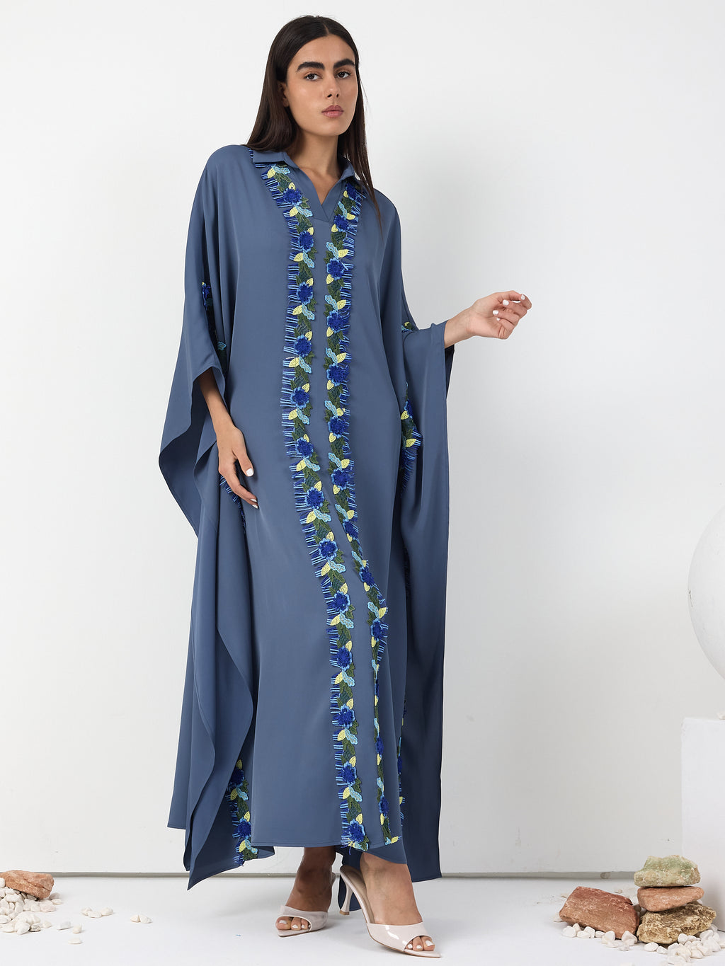 Luna Lace Trim Kaftan Dress