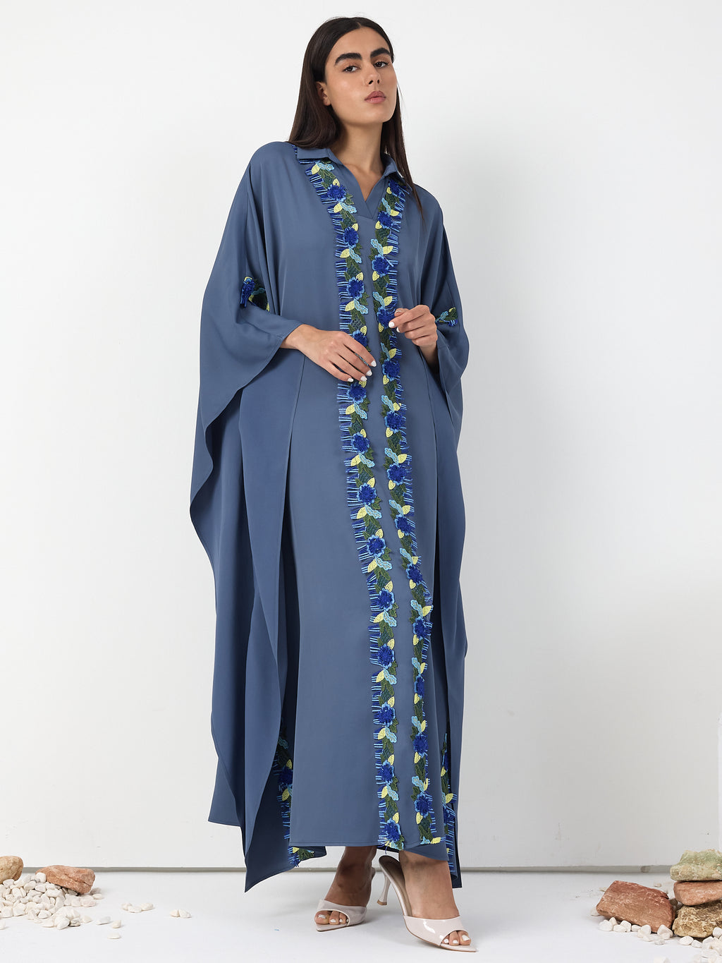 Luna Lace Trim Kaftan Dress