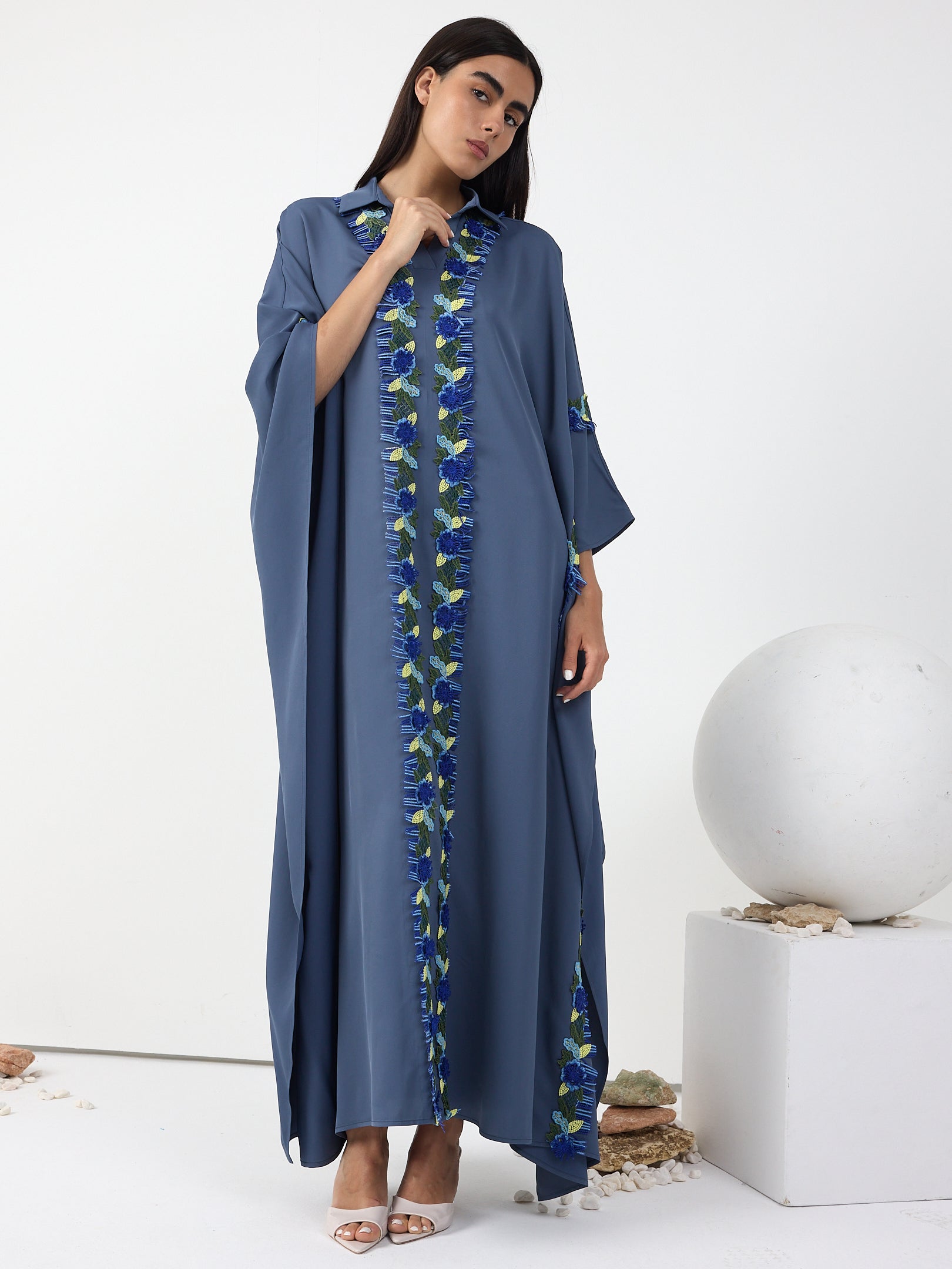 Luna Lace Trim Kaftan Dress
