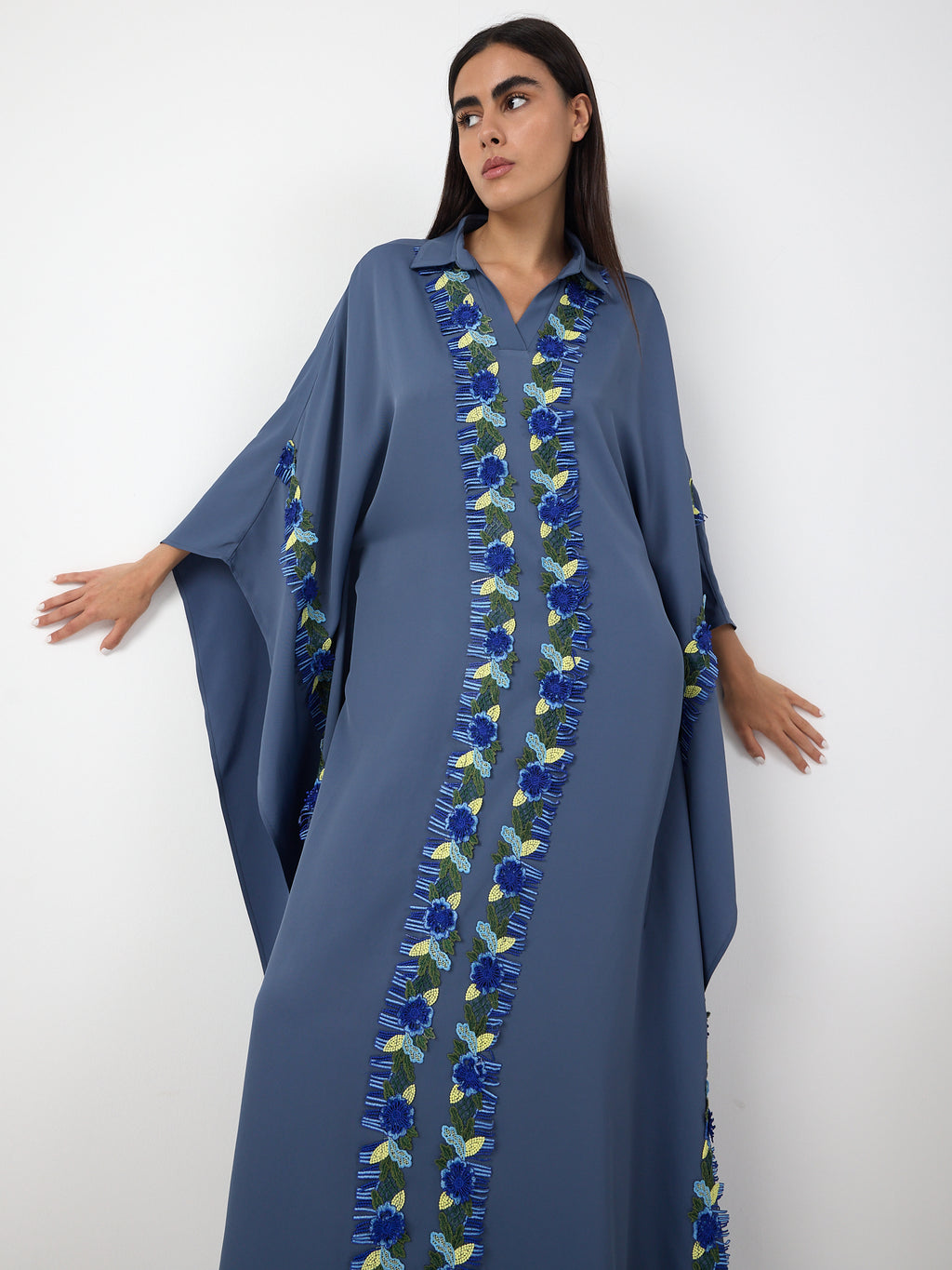 Luna Lace Trim Kaftan Dress