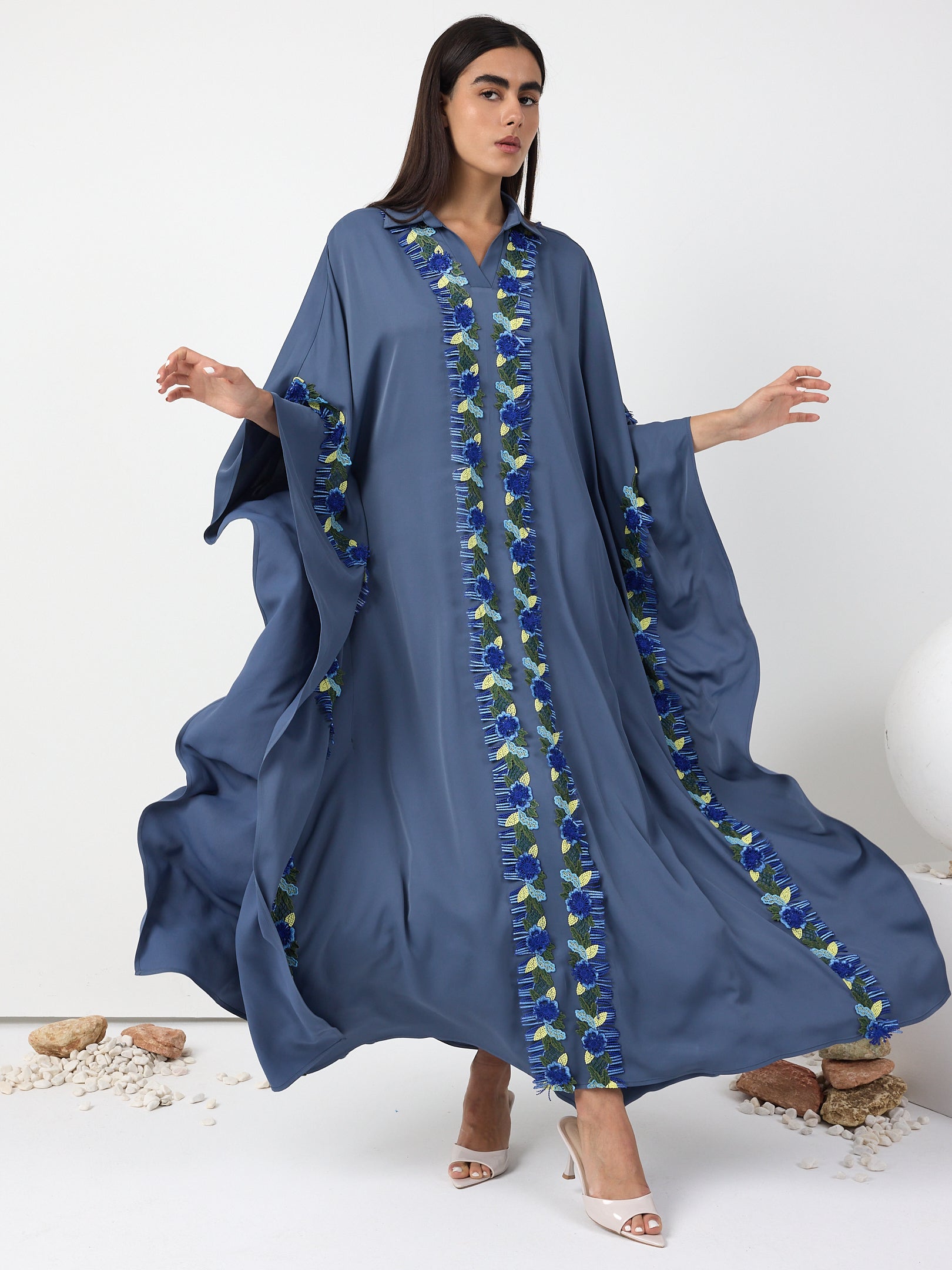 Luna Lace Trim Kaftan Dress