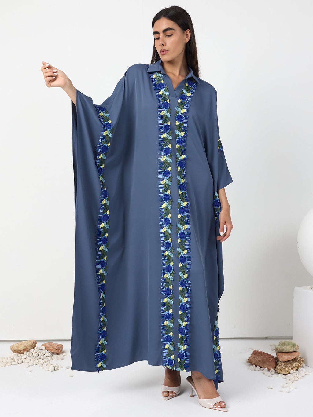 Luna Lace Trim Kaftan Dress