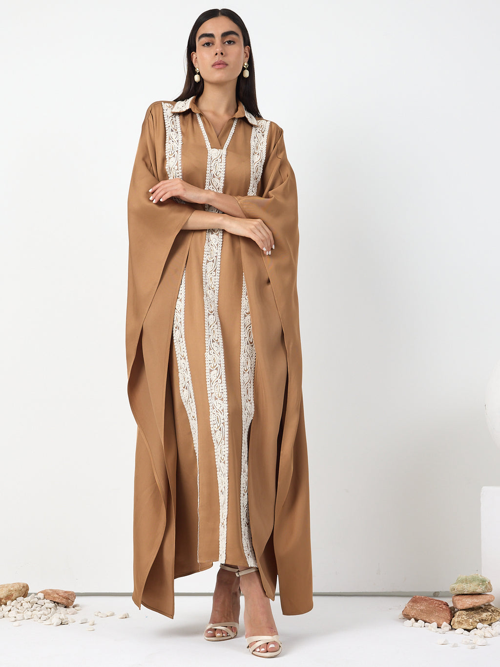 Cinnamon Lace Detail Kaftan Dress