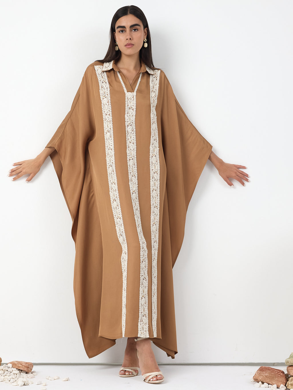 Cinnamon Lace Detail Kaftan Dress